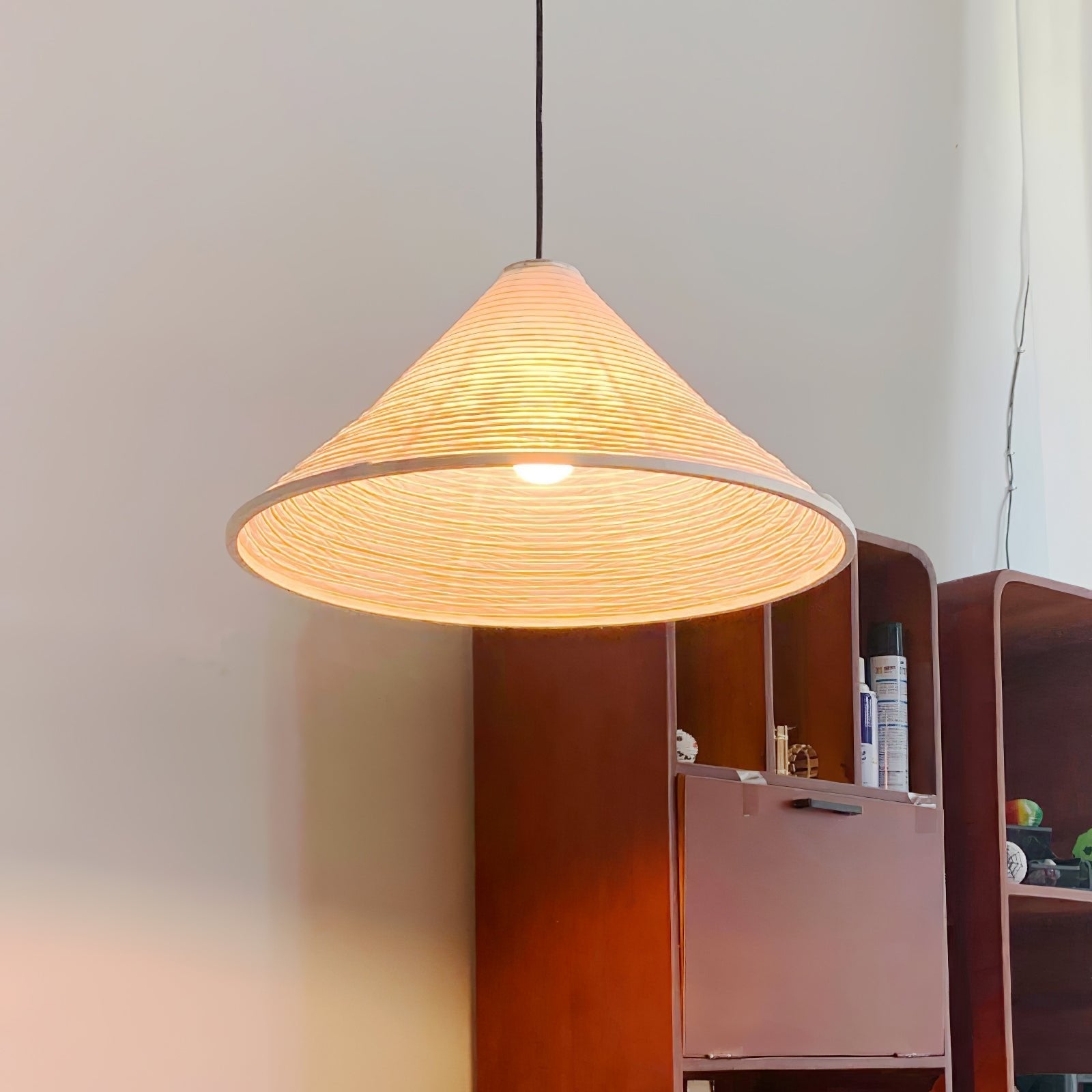 Conic Paper Pyramid Pendant Lamp-Neutral Decor