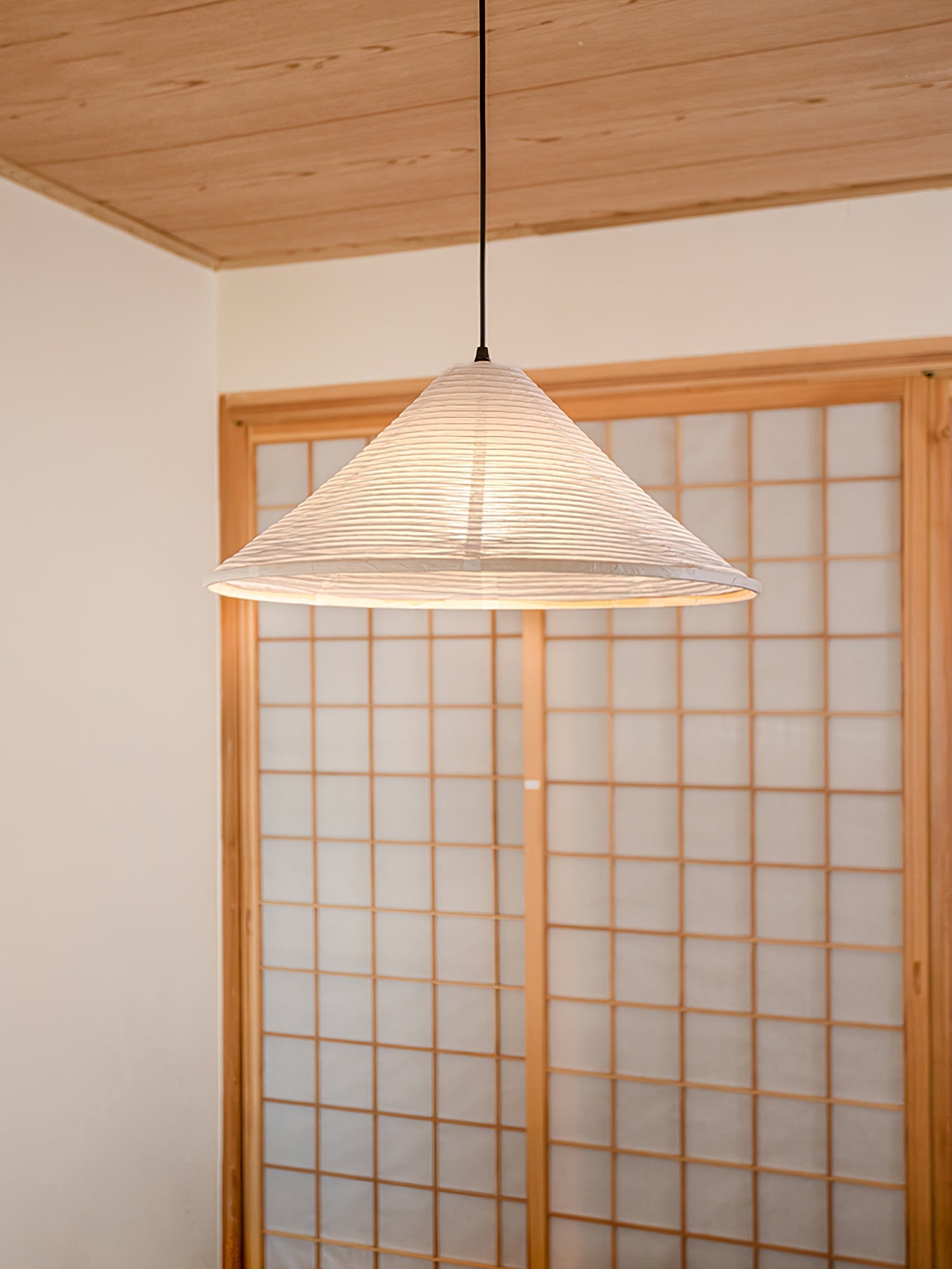 Conic Paper Pyramid Pendant Lamp-Neutral Decor