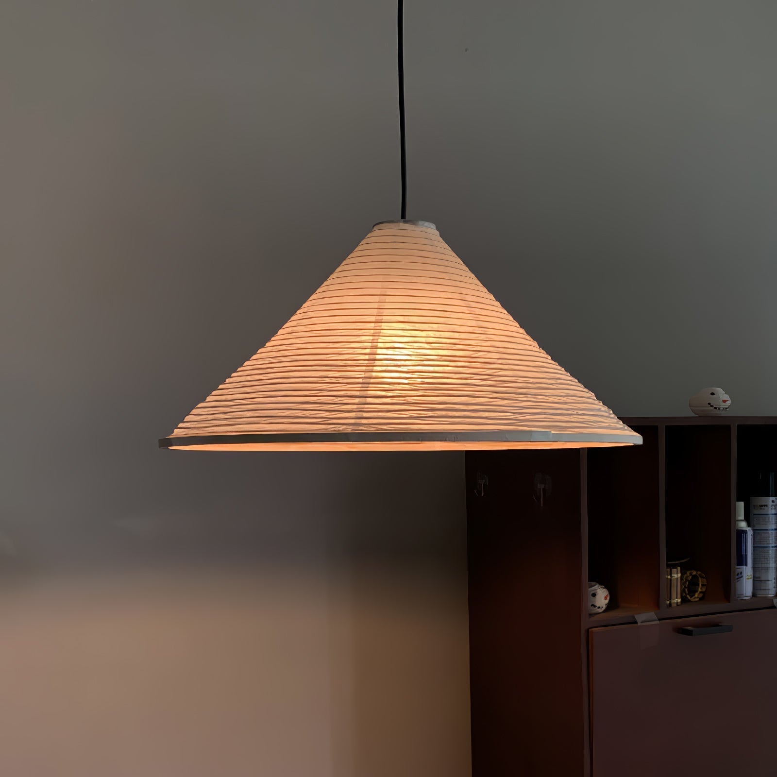 Conic Paper Pyramid Pendant Lamp-Neutral Decor
