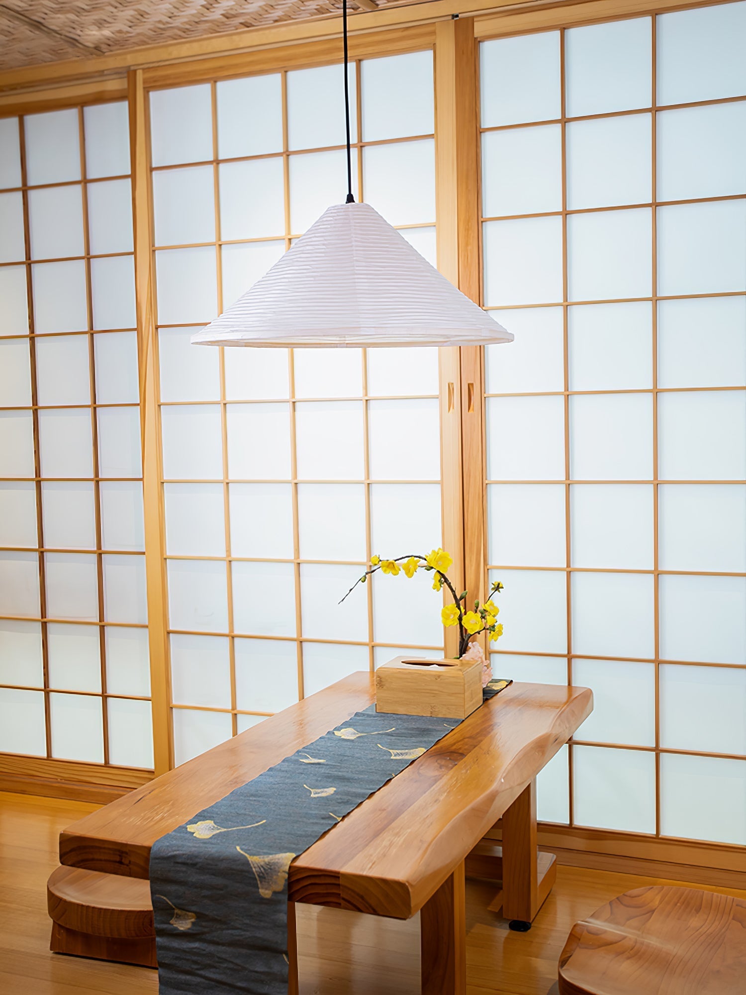 Conic Paper Pyramid Pendant Lamp-Neutral Decor