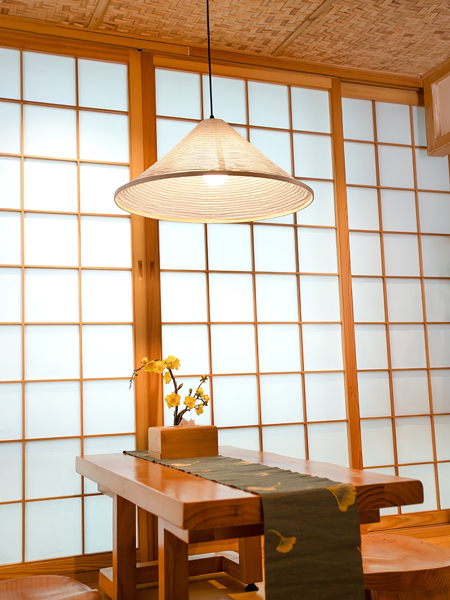 Conic Paper Pyramid Pendant Lamp-Neutral Decor