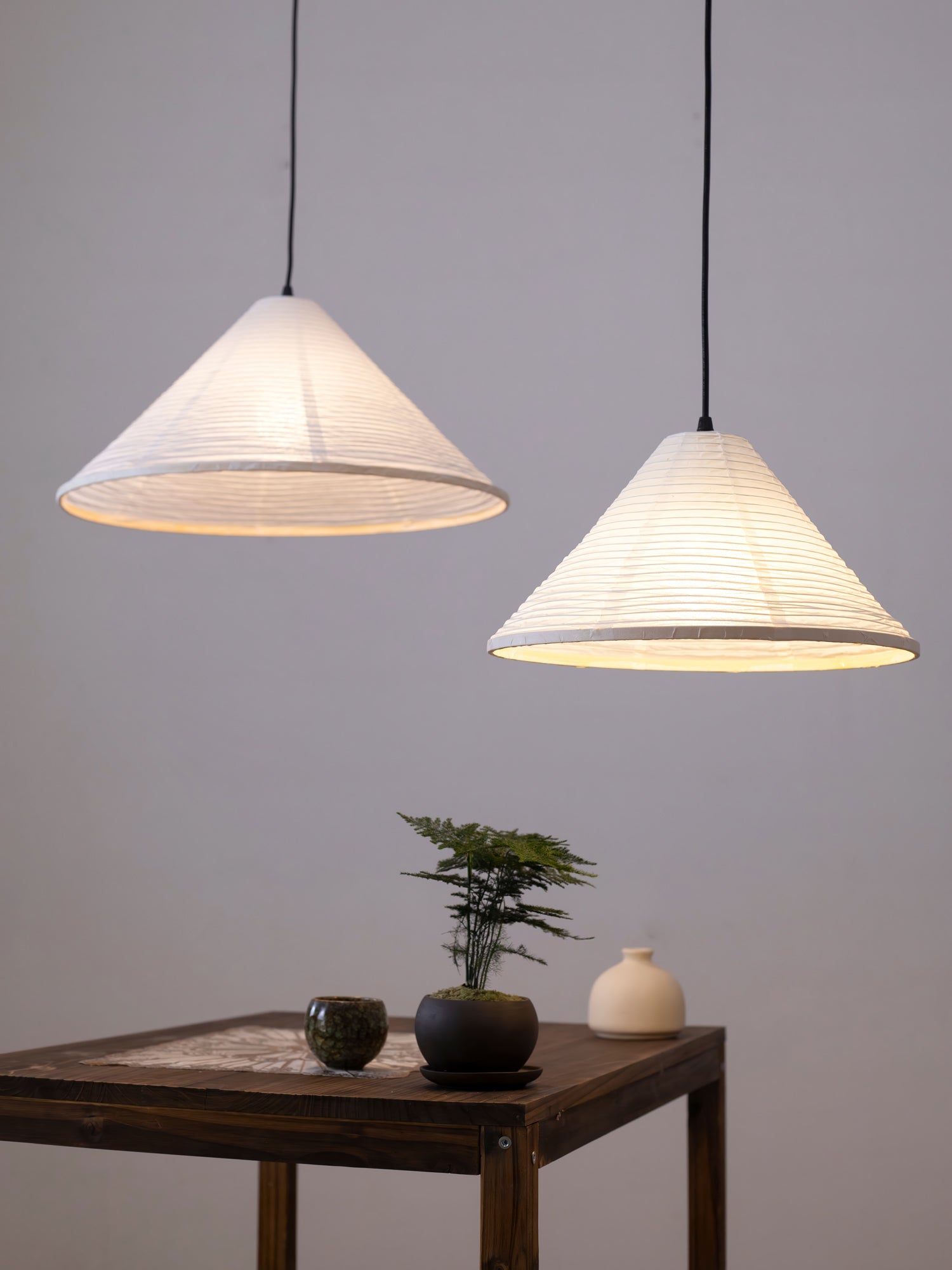 Conic Paper Pyramid Pendant Lamp-Neutral Decor