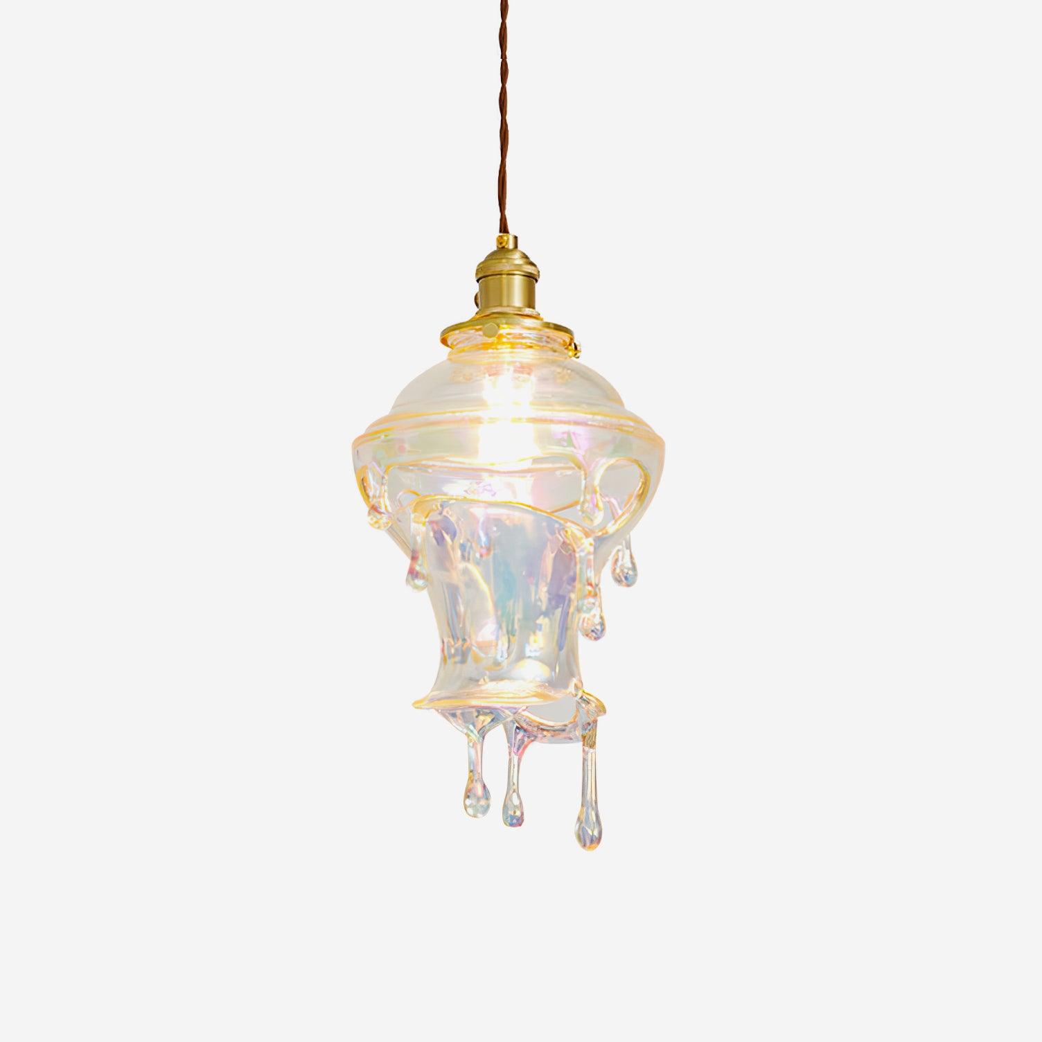 Pendant Lamp Iridescent Water Drop Shade Artistic Glow Contemporary