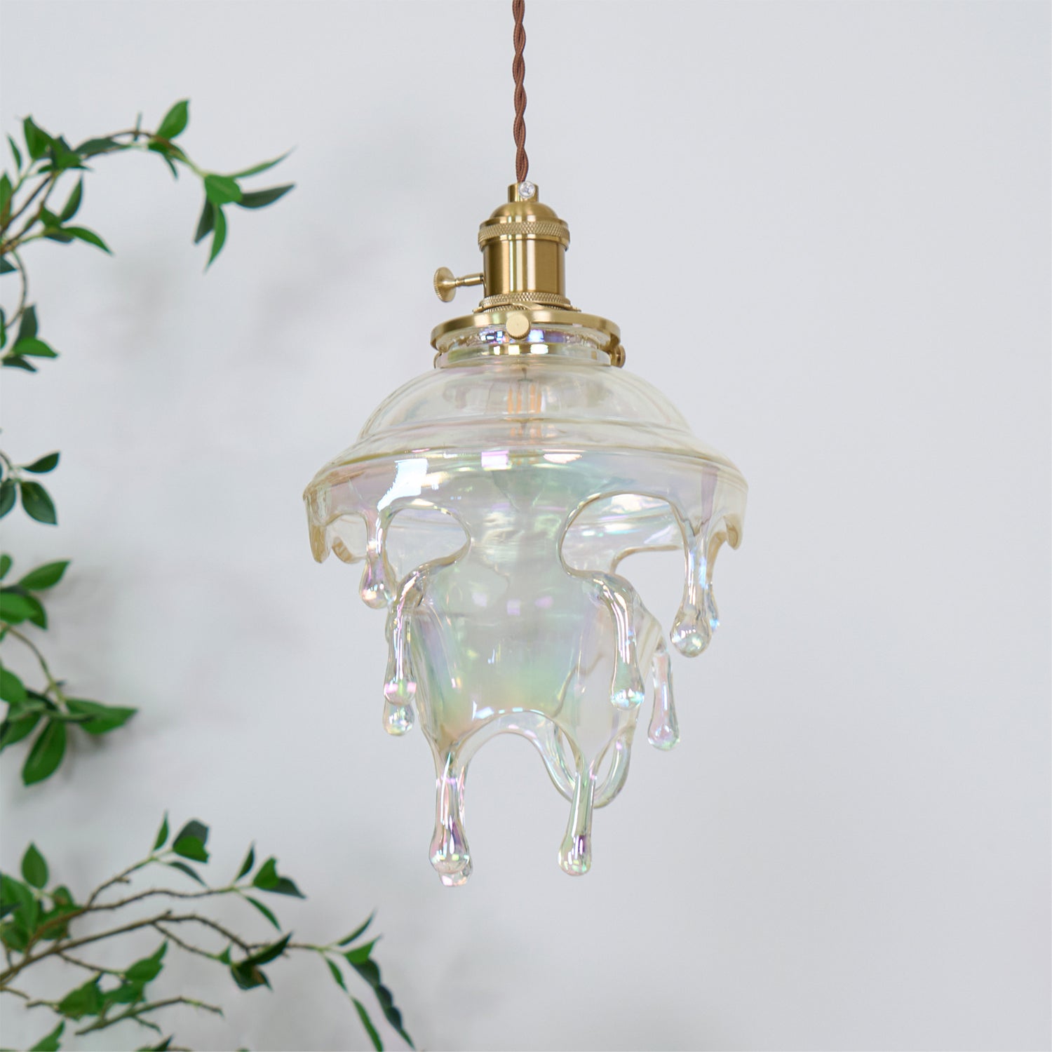 Pendant Lamp Iridescent Water Drop Shade Artistic Glow Contemporary