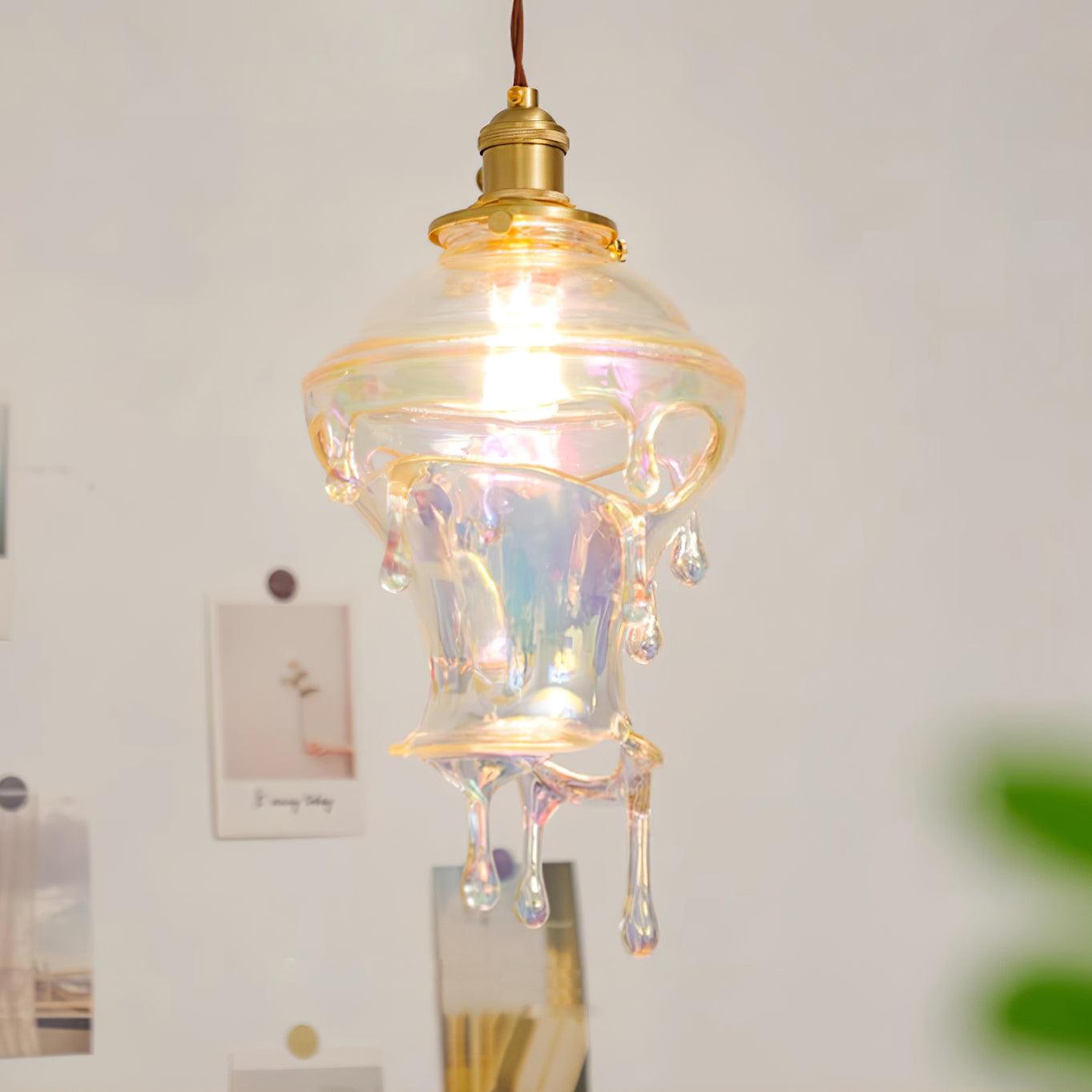 Pendant Lamp Iridescent Water Drop Shade Artistic Glow Contemporary