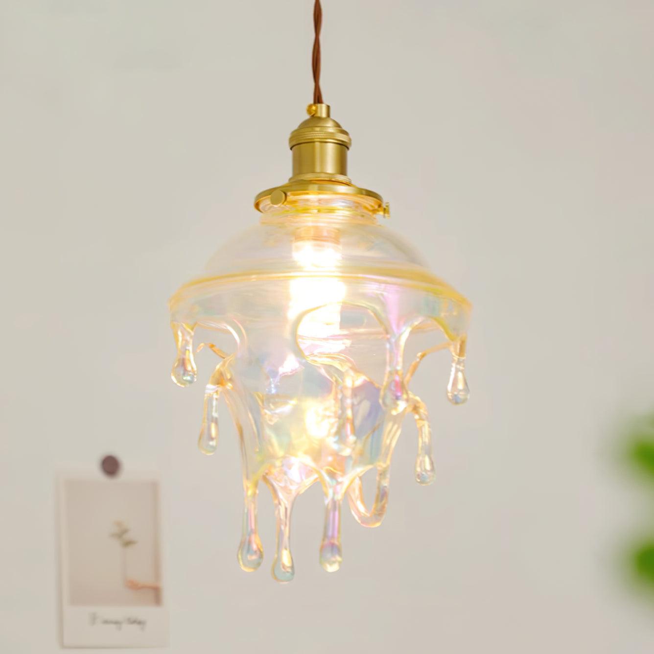 Pendant Lamp Iridescent Water Drop Shade Artistic Glow Contemporary
