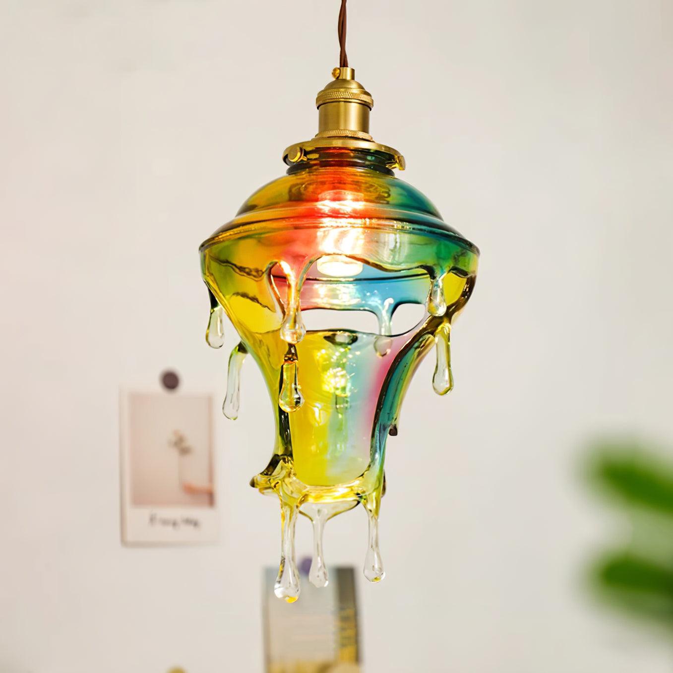 Pendant Lamp Iridescent Water Drop Shade Artistic Glow Contemporary