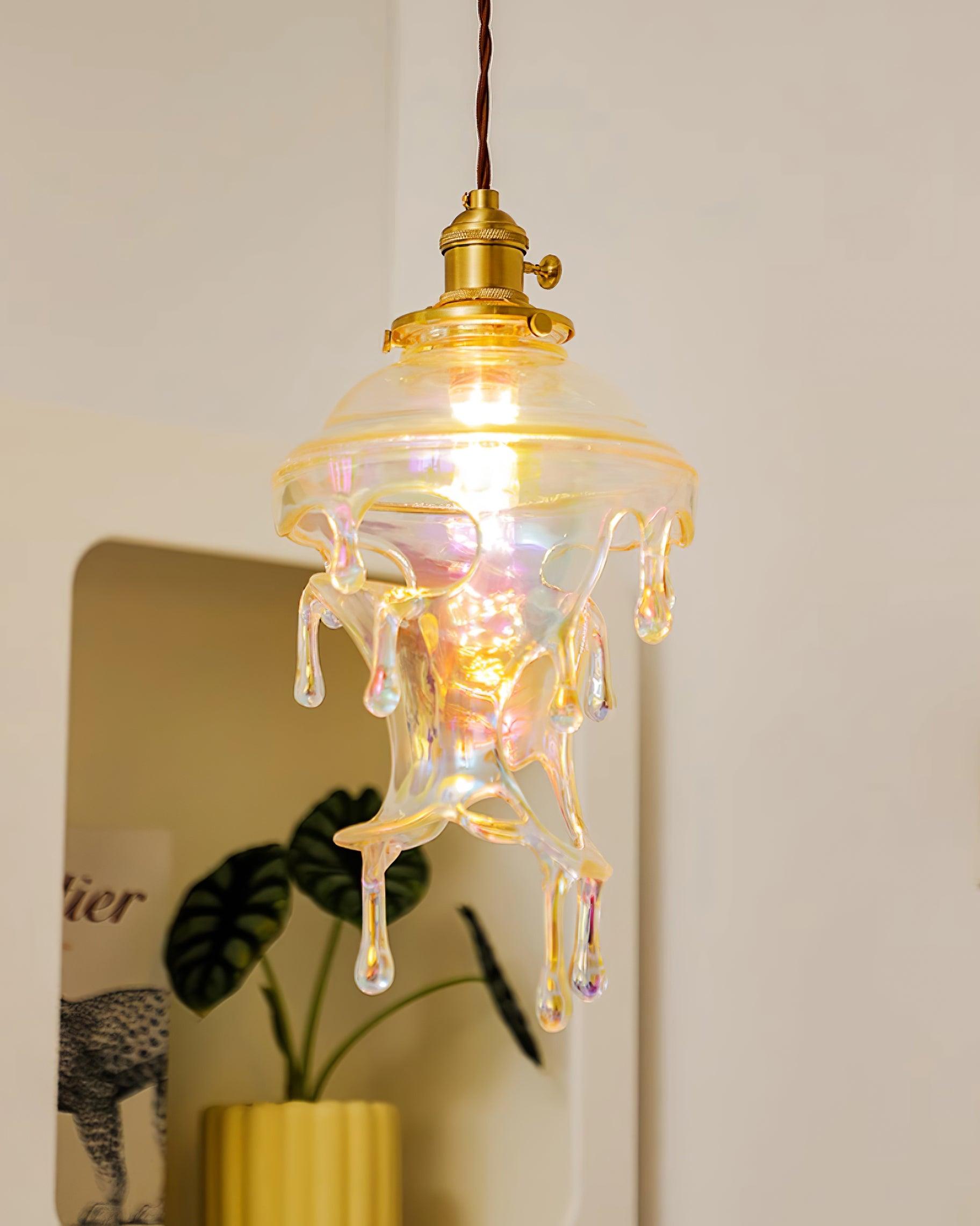 Pendant Lamp Iridescent Water Drop Shade Artistic Glow Contemporary