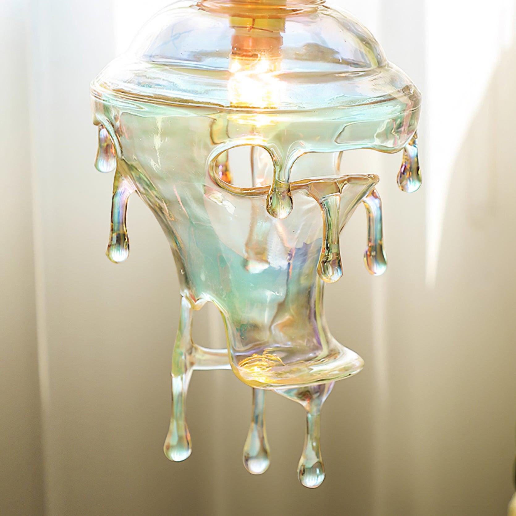 Pendant Lamp Iridescent Water Drop Shade Artistic Glow Contemporary