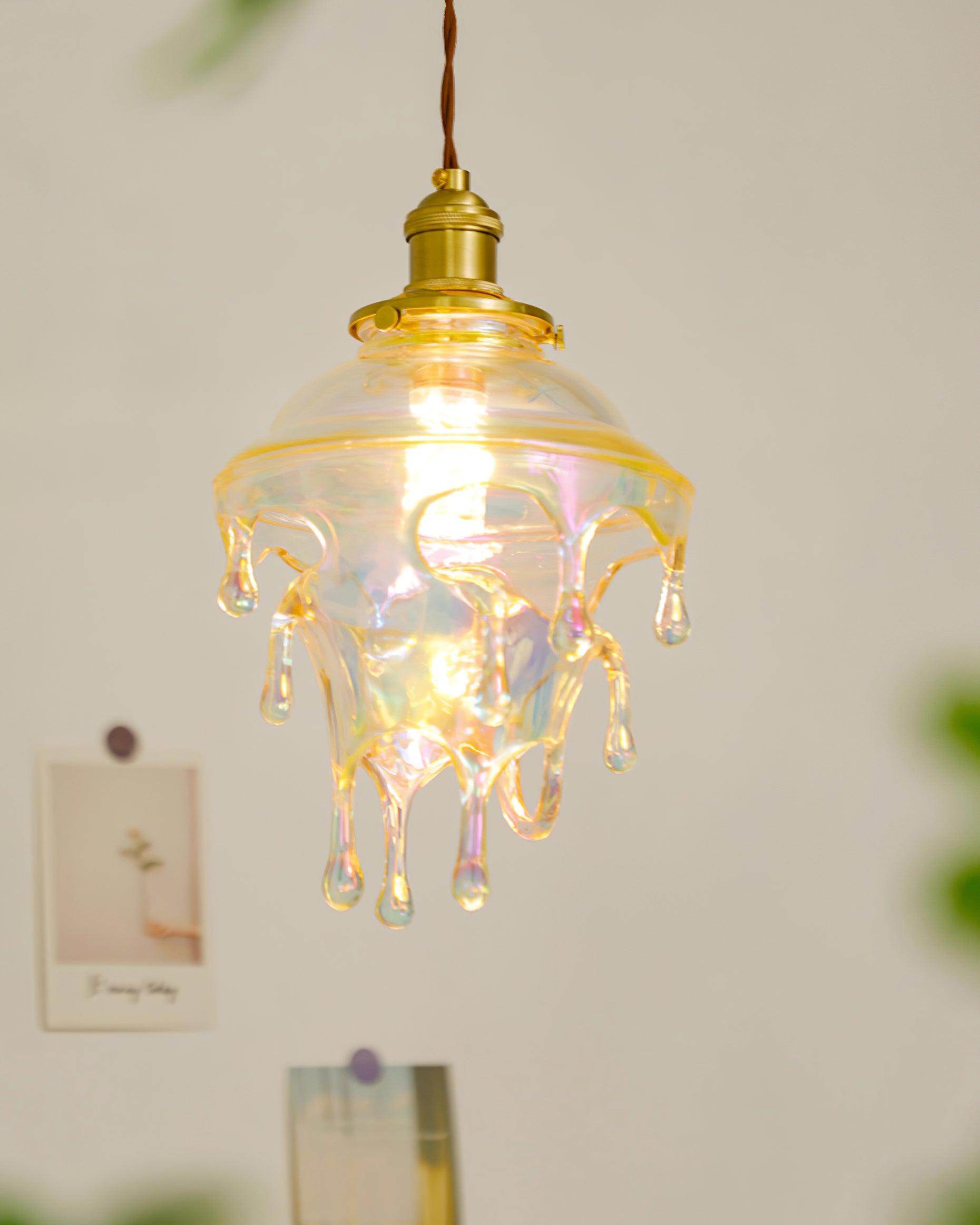 Pendant Lamp Iridescent Water Drop Shade Artistic Glow Contemporary