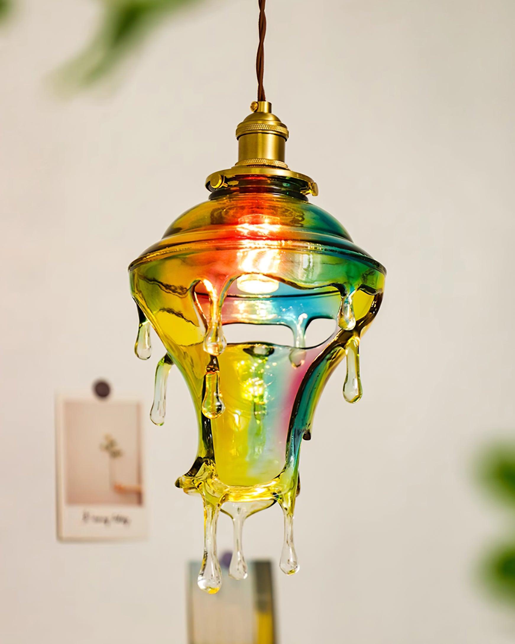 Pendant Lamp Iridescent Water Drop Shade Artistic Glow Contemporary