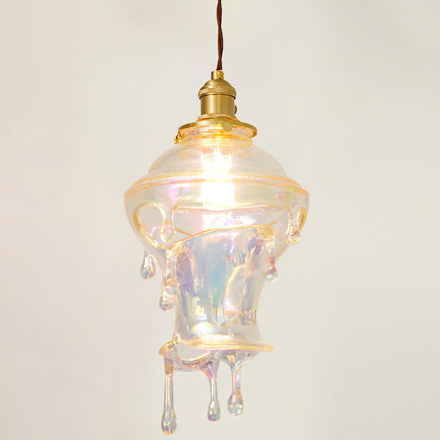 Pendant Lamp Iridescent Water Drop Shade Artistic Glow Contemporary
