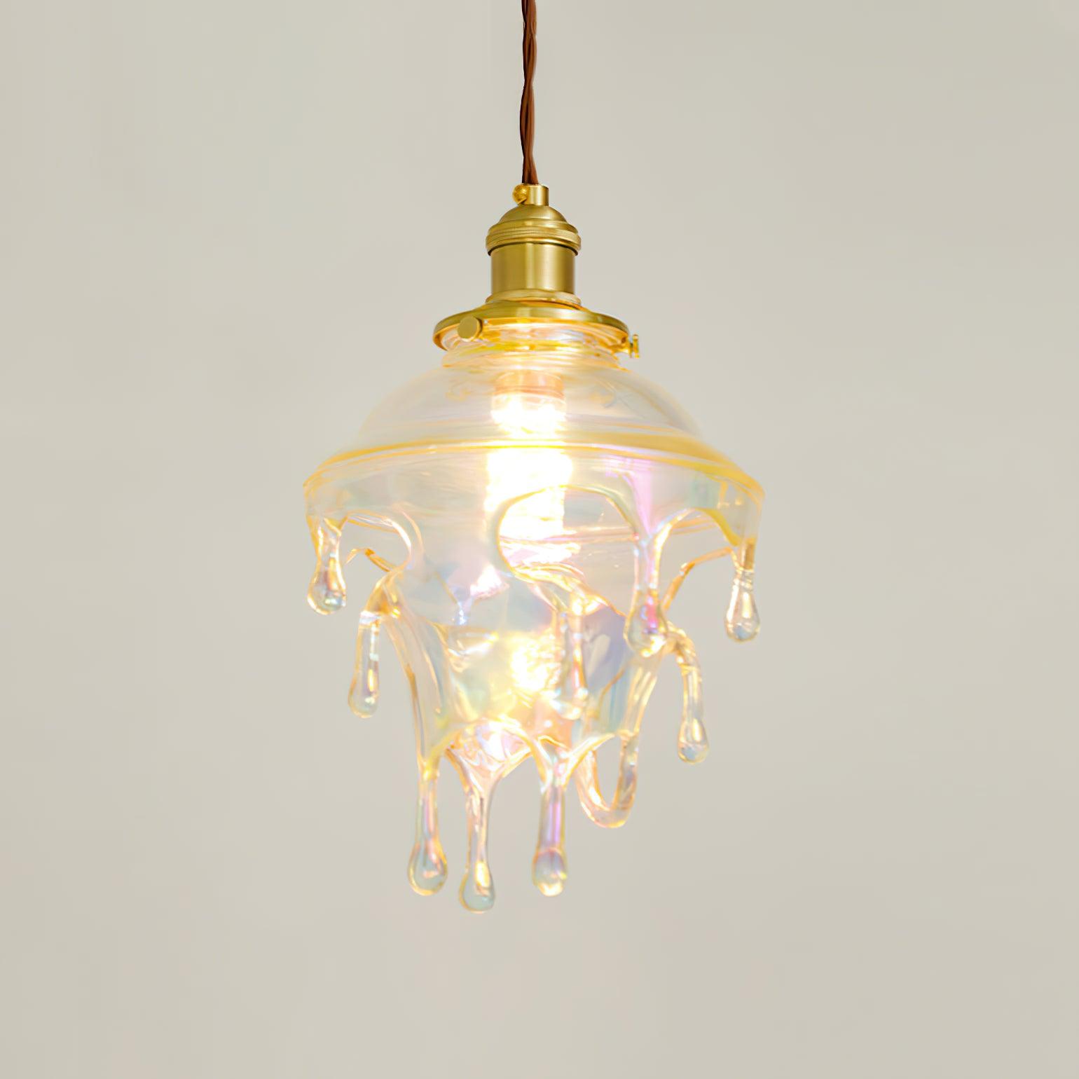 Pendant Lamp Iridescent Water Drop Shade Artistic Glow Contemporary