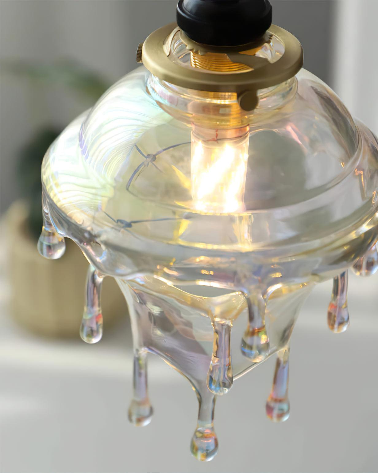 Pendant Lamp Iridescent Water Drop Shade Artistic Glow Contemporary