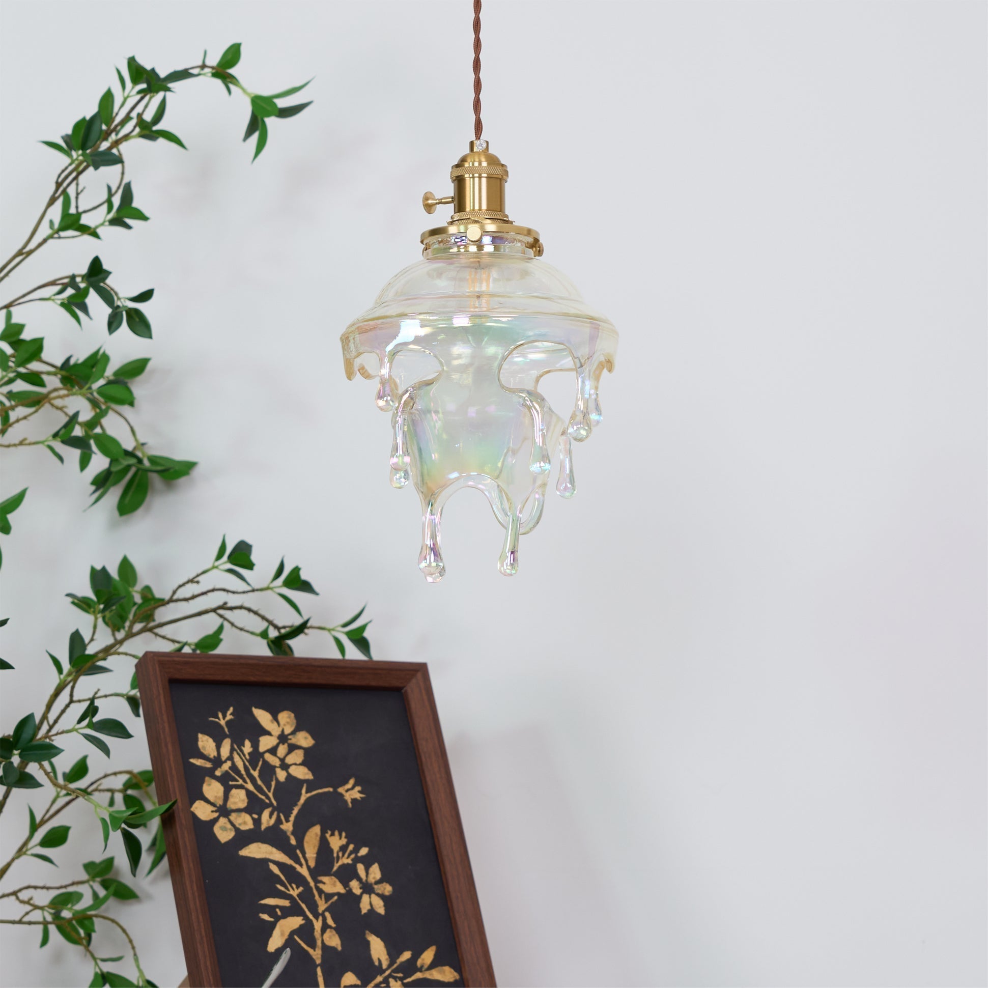 Pendant Lamp Iridescent Water Drop Shade Artistic Glow Contemporary