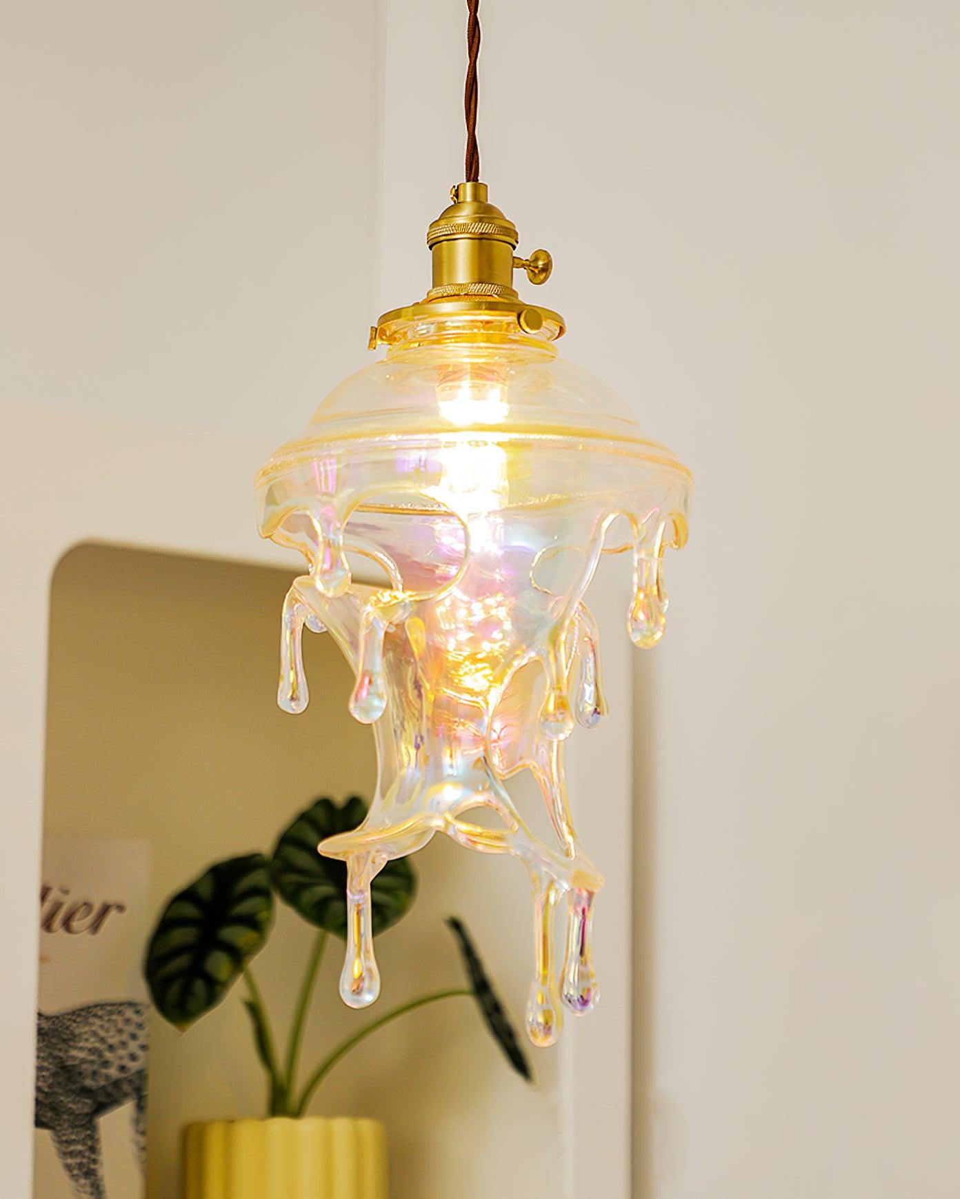 Pendant Lamp Iridescent Water Drop Shade Artistic Glow Contemporary