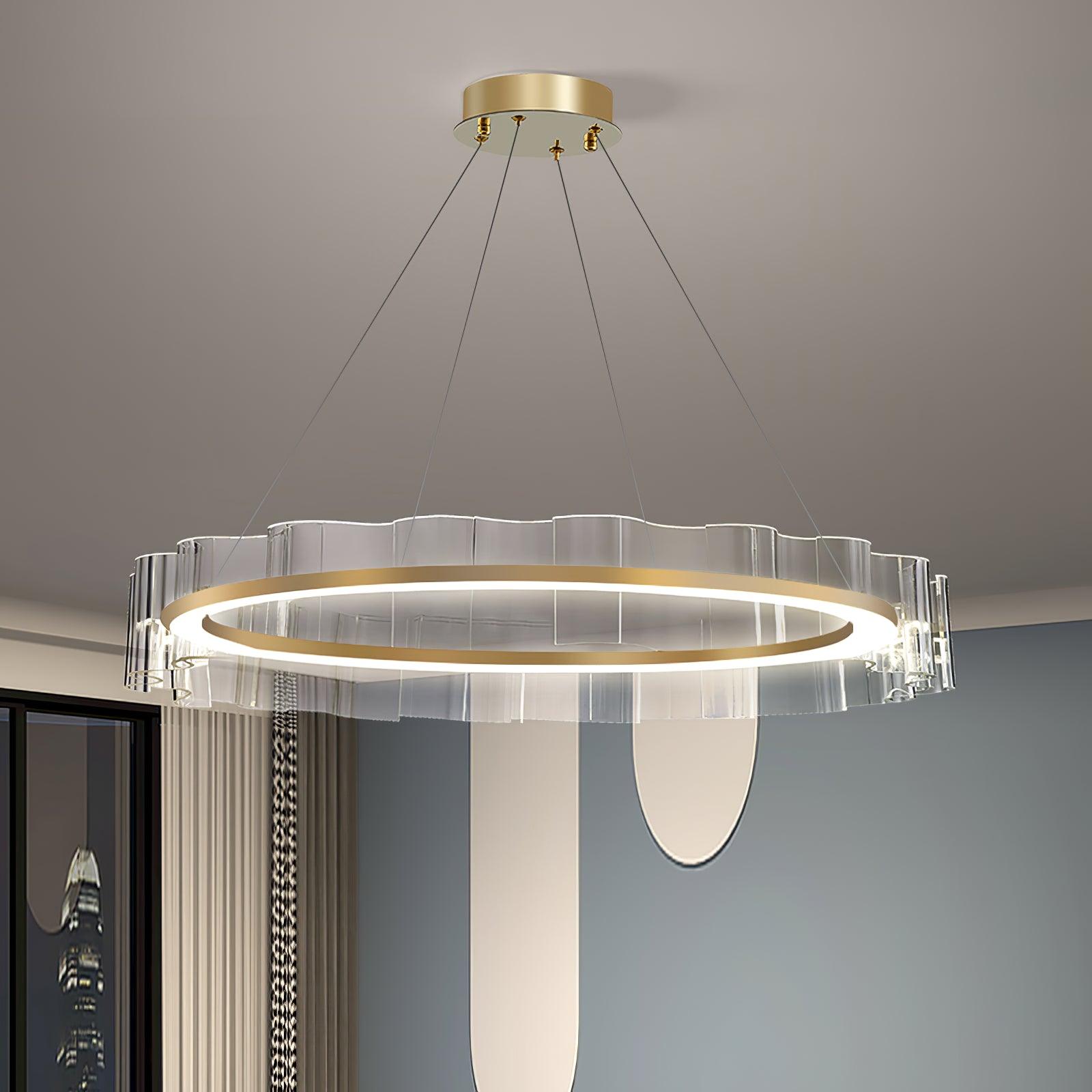 Acoustic Postmodern Luxury Water Wave Glass Chandelier-Neutral Decor