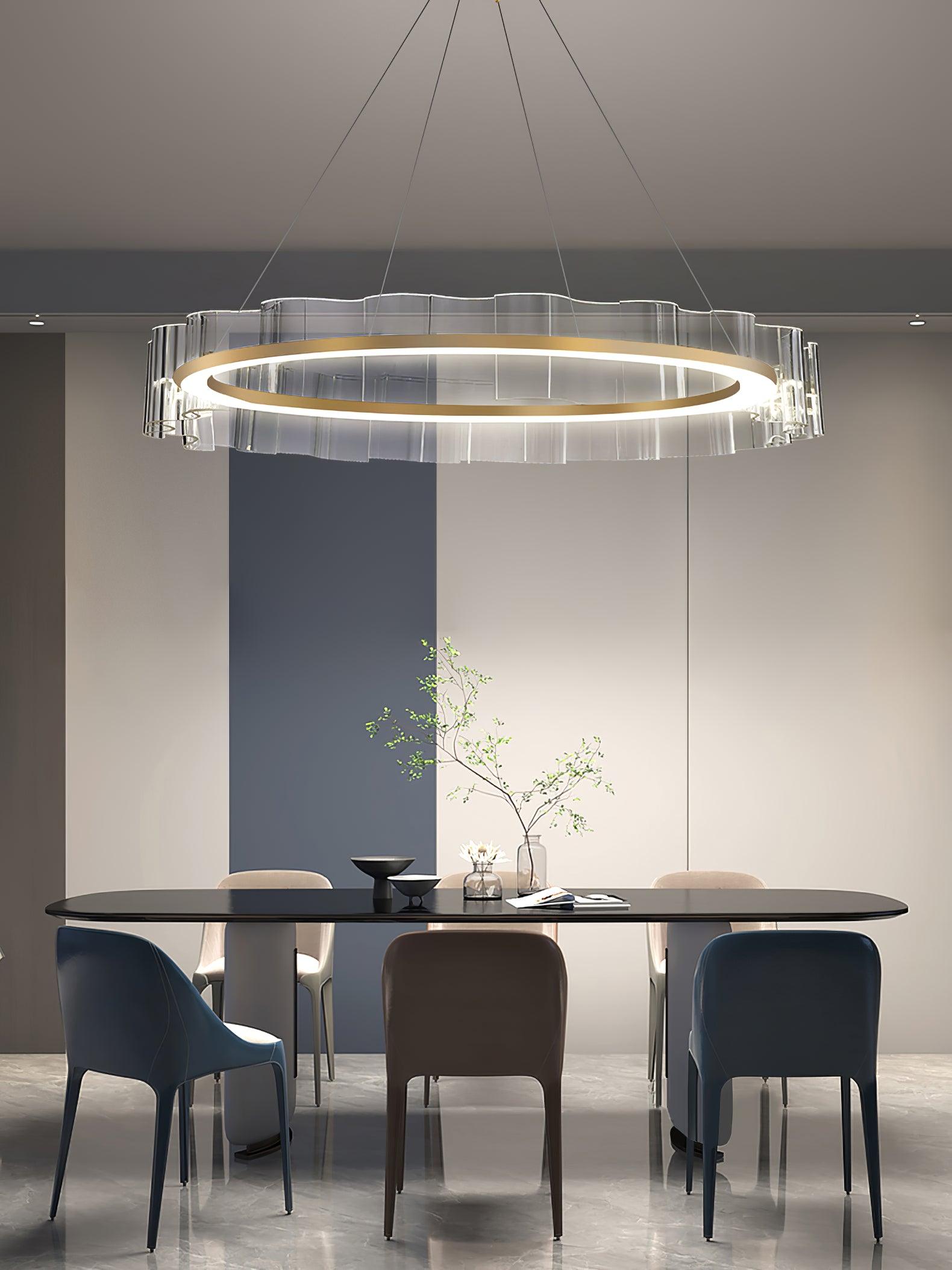 Acoustic Postmodern Luxury Water Wave Glass Chandelier-Neutral Decor