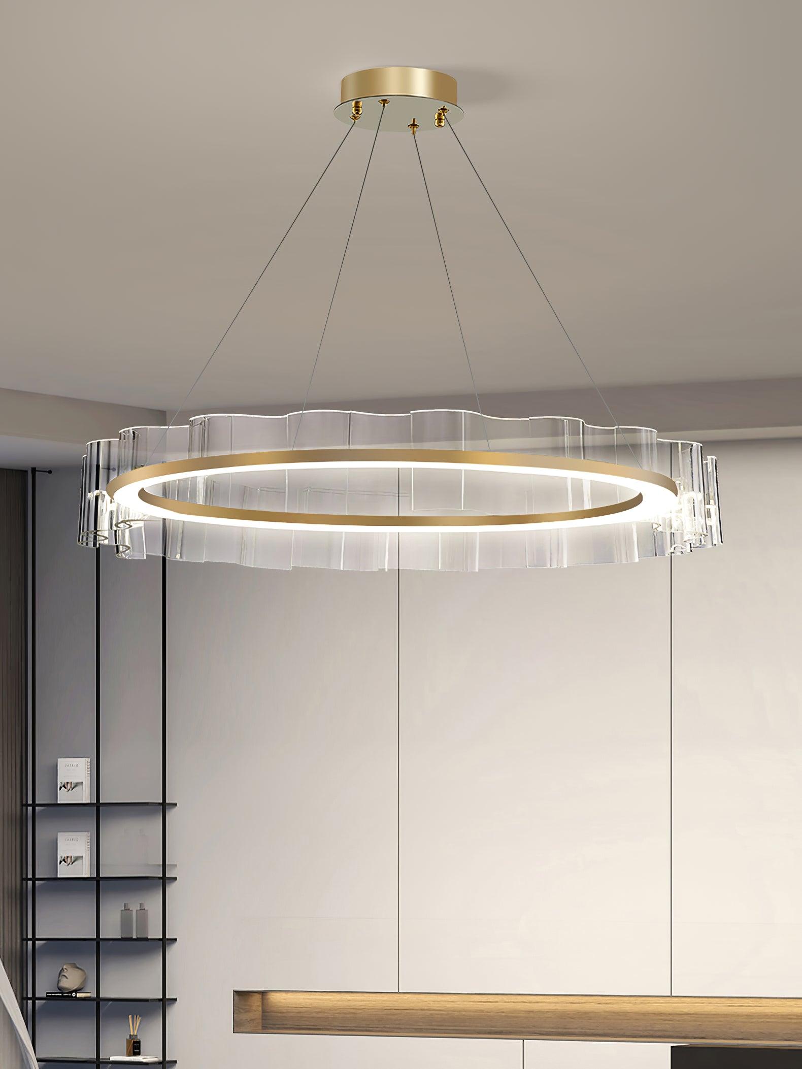 Acoustic Postmodern Luxury Water Wave Glass Chandelier-Neutral Decor