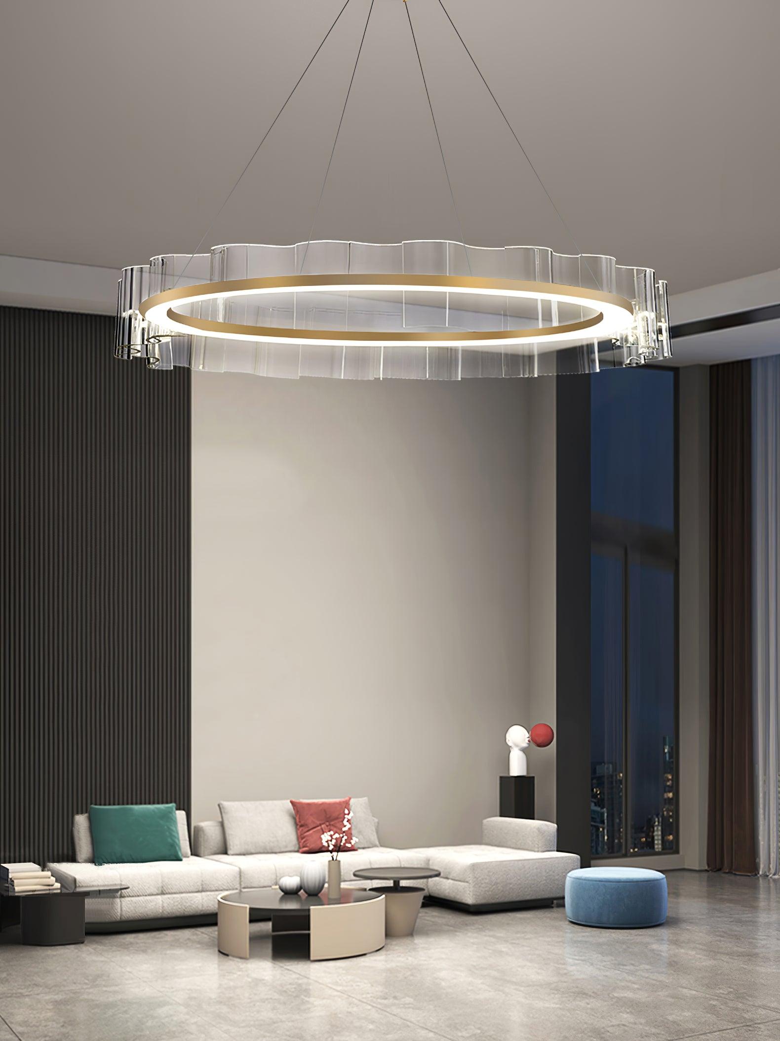 Acoustic Postmodern Luxury Water Wave Glass Chandelier-Neutral Decor