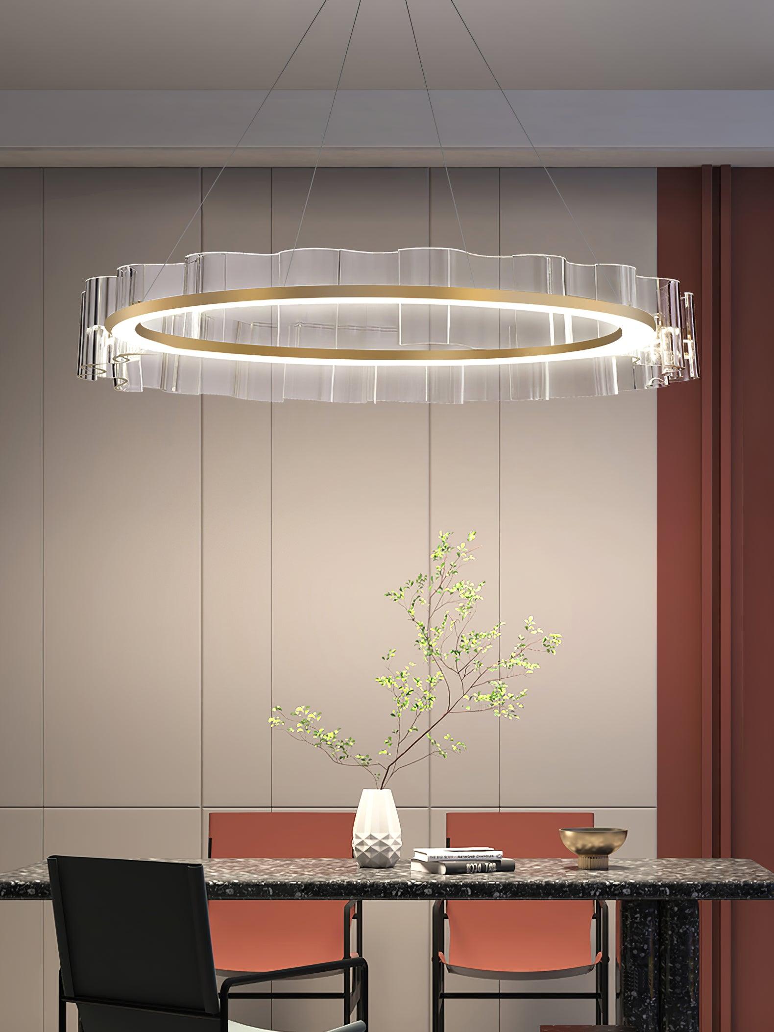 Acoustic Postmodern Luxury Water Wave Glass Chandelier-Neutral Decor