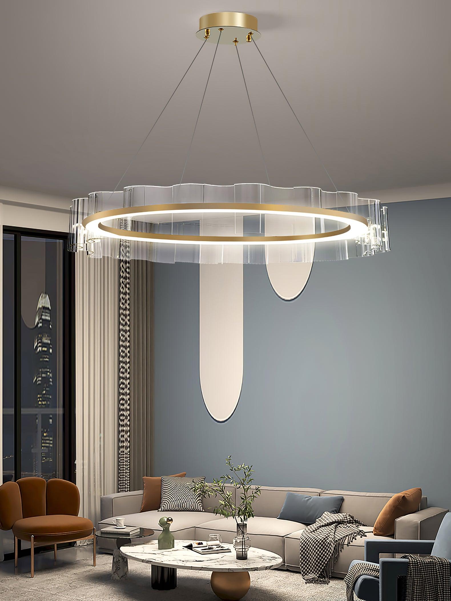 Acoustic Postmodern Luxury Water Wave Glass Chandelier-Neutral Decor