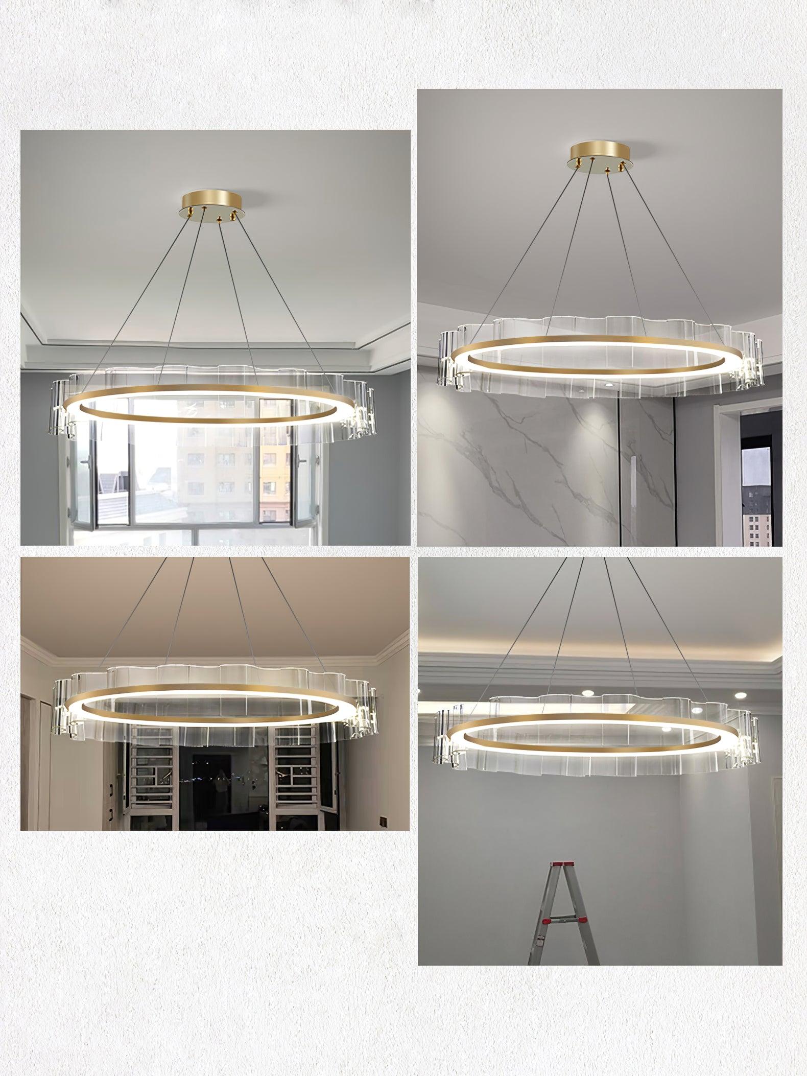 Acoustic Postmodern Luxury Water Wave Glass Chandelier-Neutral Decor