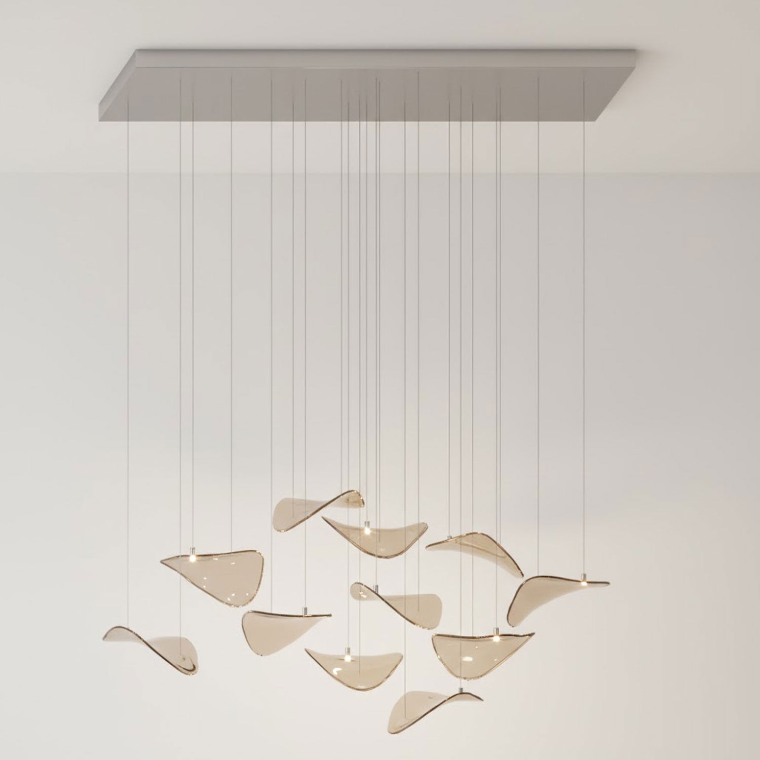 Wave Floating Leaf Chandelier-Neutral Decor