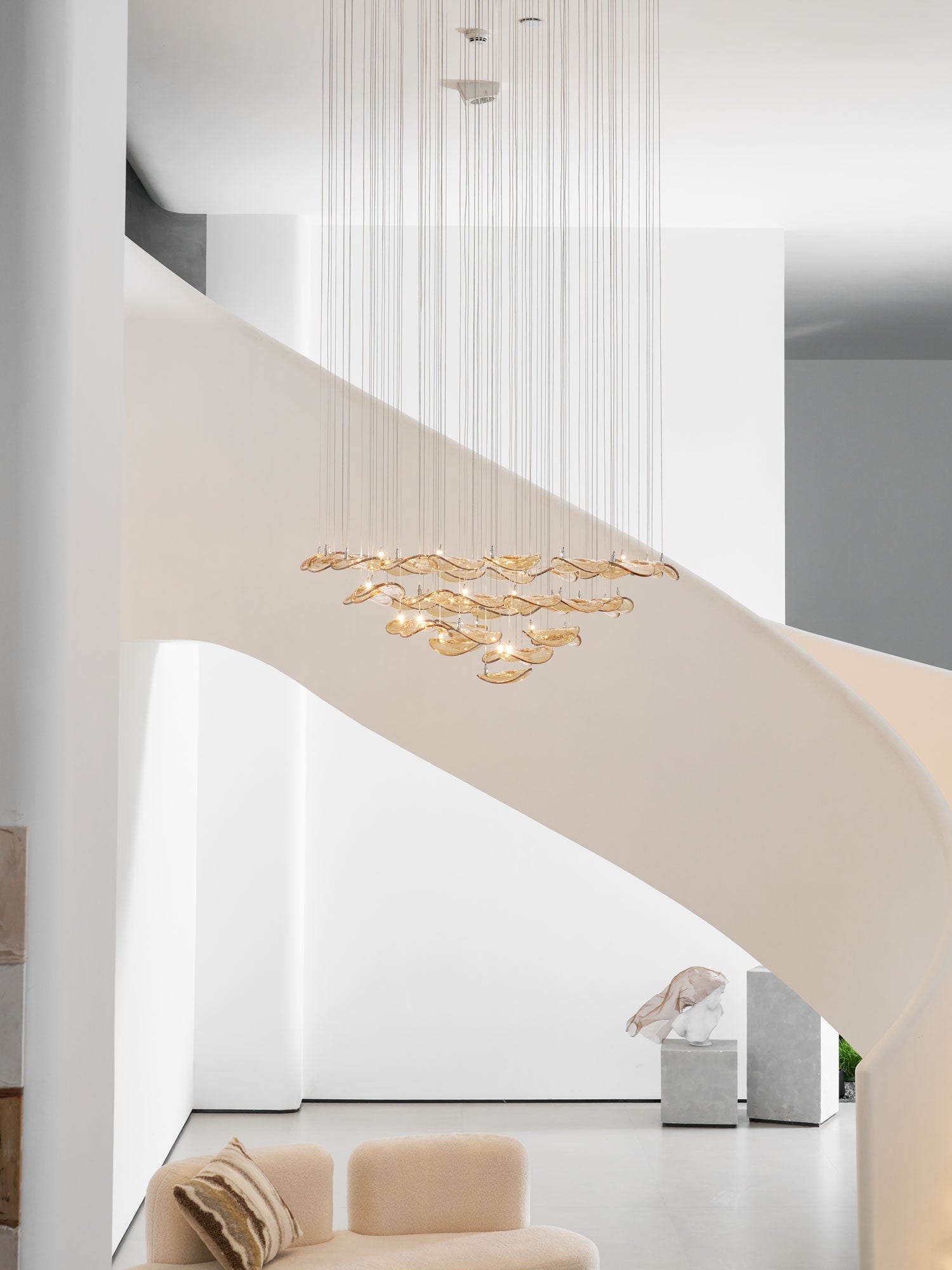 Wave Floating Leaf Chandelier-Neutral Decor