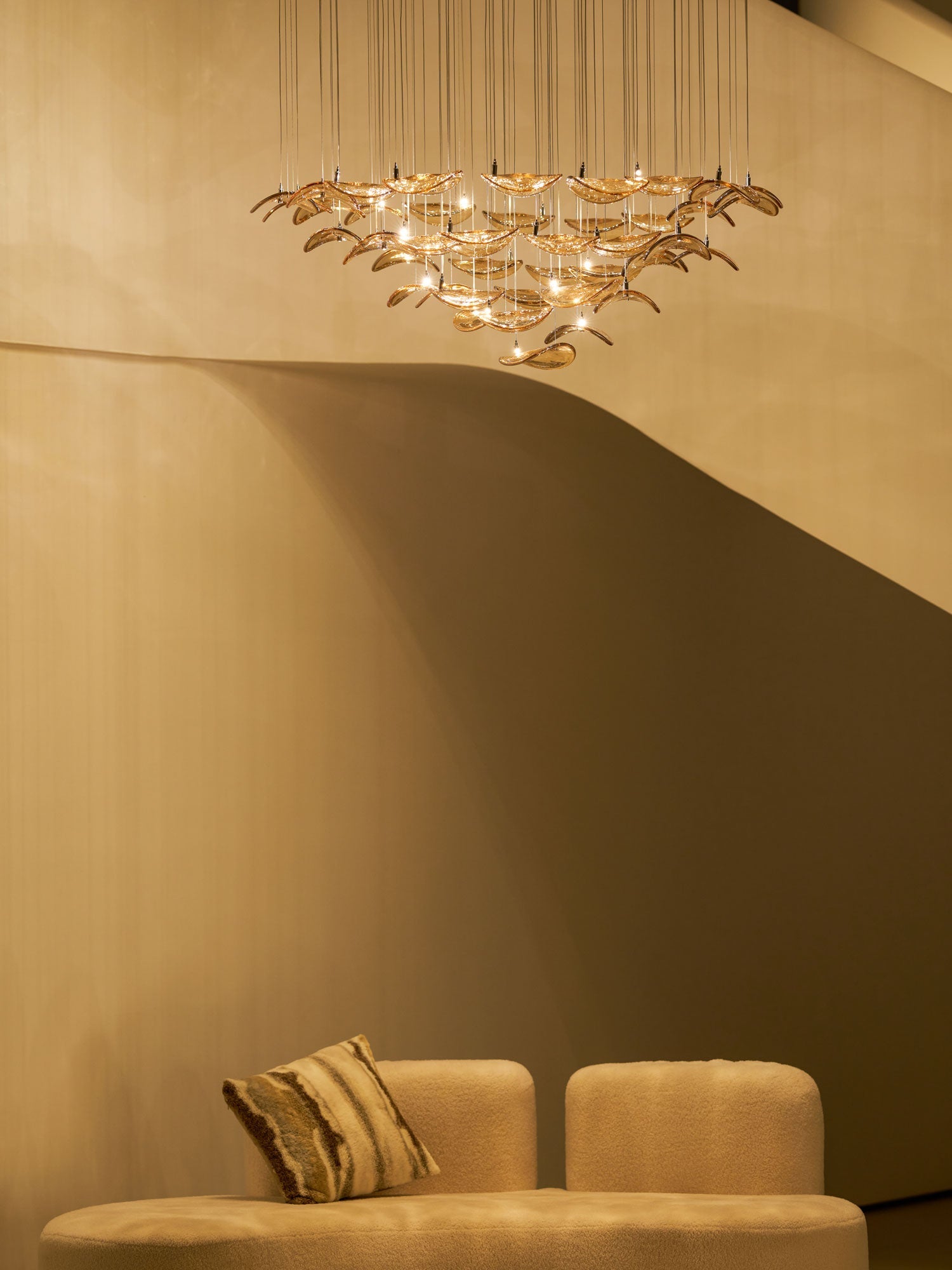 Wave Floating Leaf Chandelier-Neutral Decor