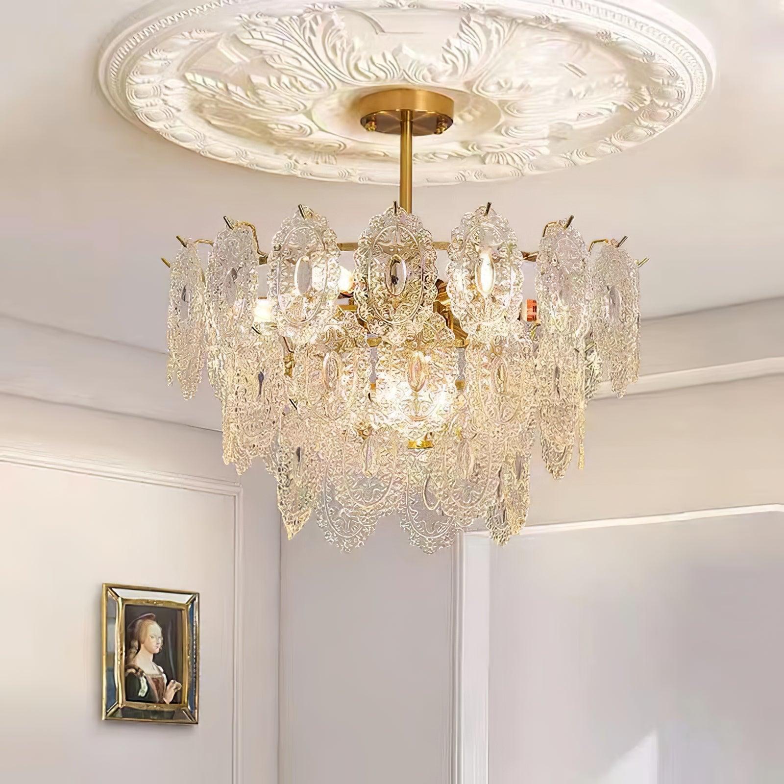 Dallion Chandelier Wave Glass Wrought Iron Elegant-Neutral Decor