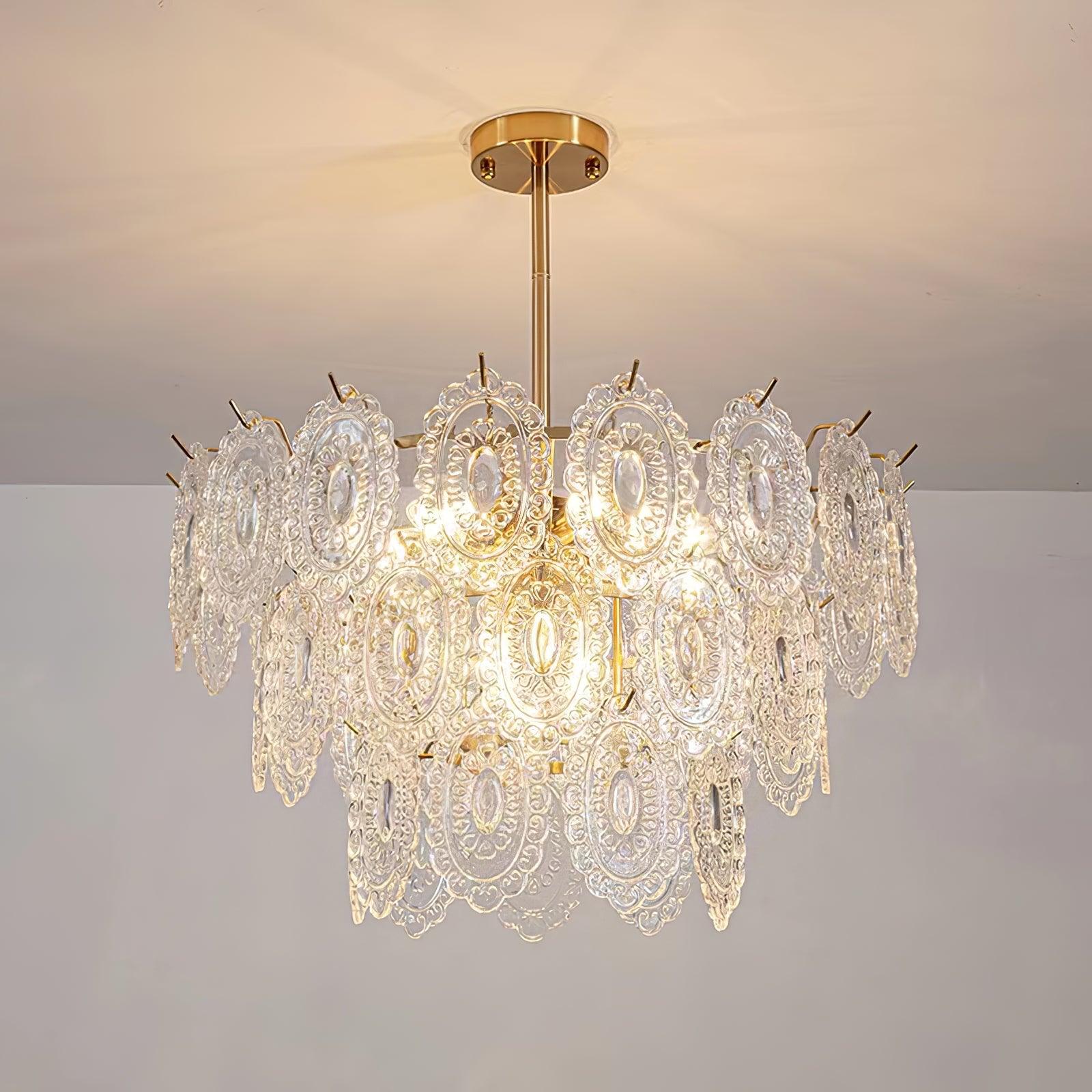 Dallion Chandelier Wave Glass Wrought Iron Elegant-Neutral Decor