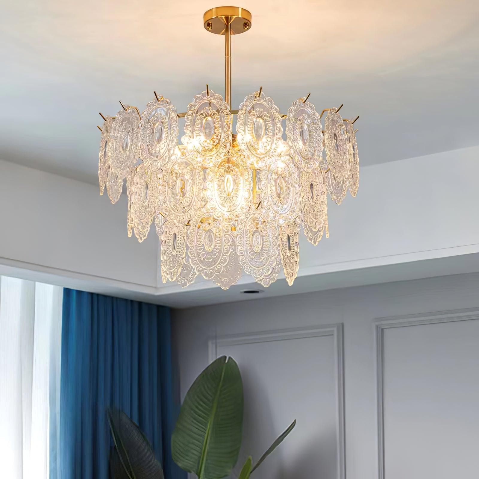 Dallion Chandelier Wave Glass Wrought Iron Elegant-Neutral Decor