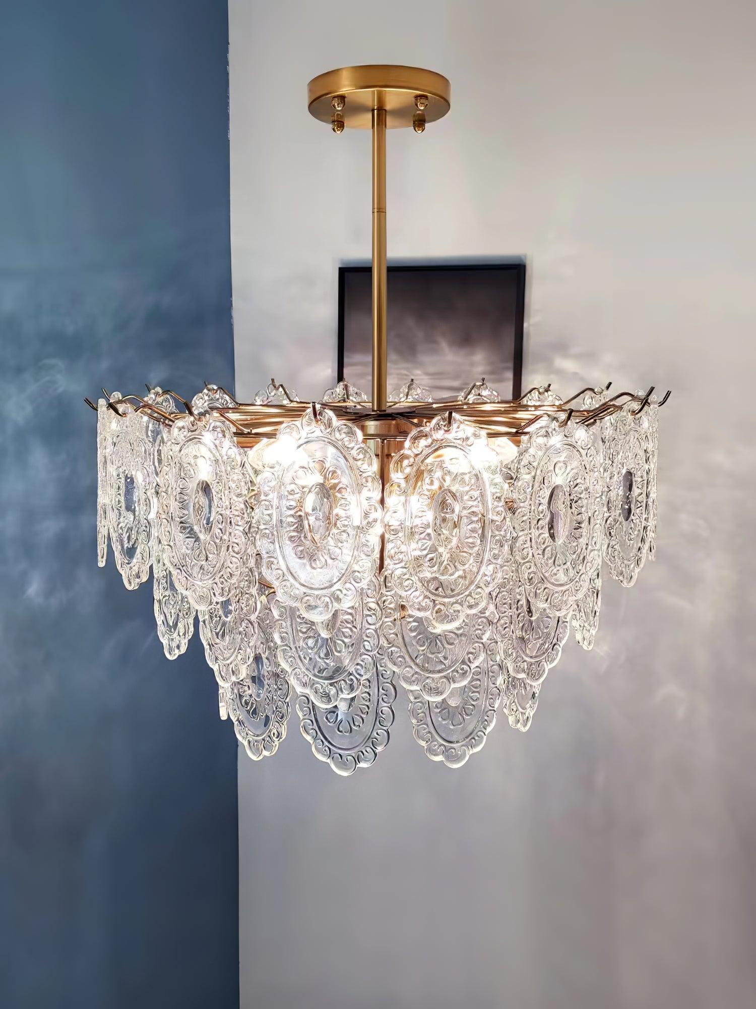 Dallion Chandelier Wave Glass Wrought Iron Elegant-Neutral Decor