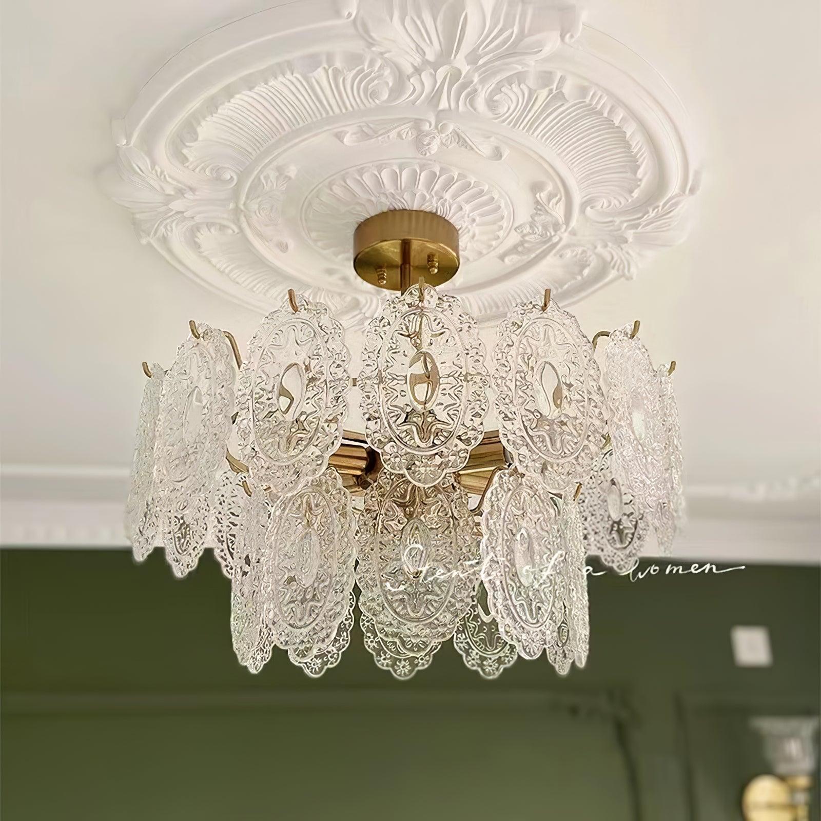 Dallion Chandelier Wave Glass Wrought Iron Elegant-Neutral Decor