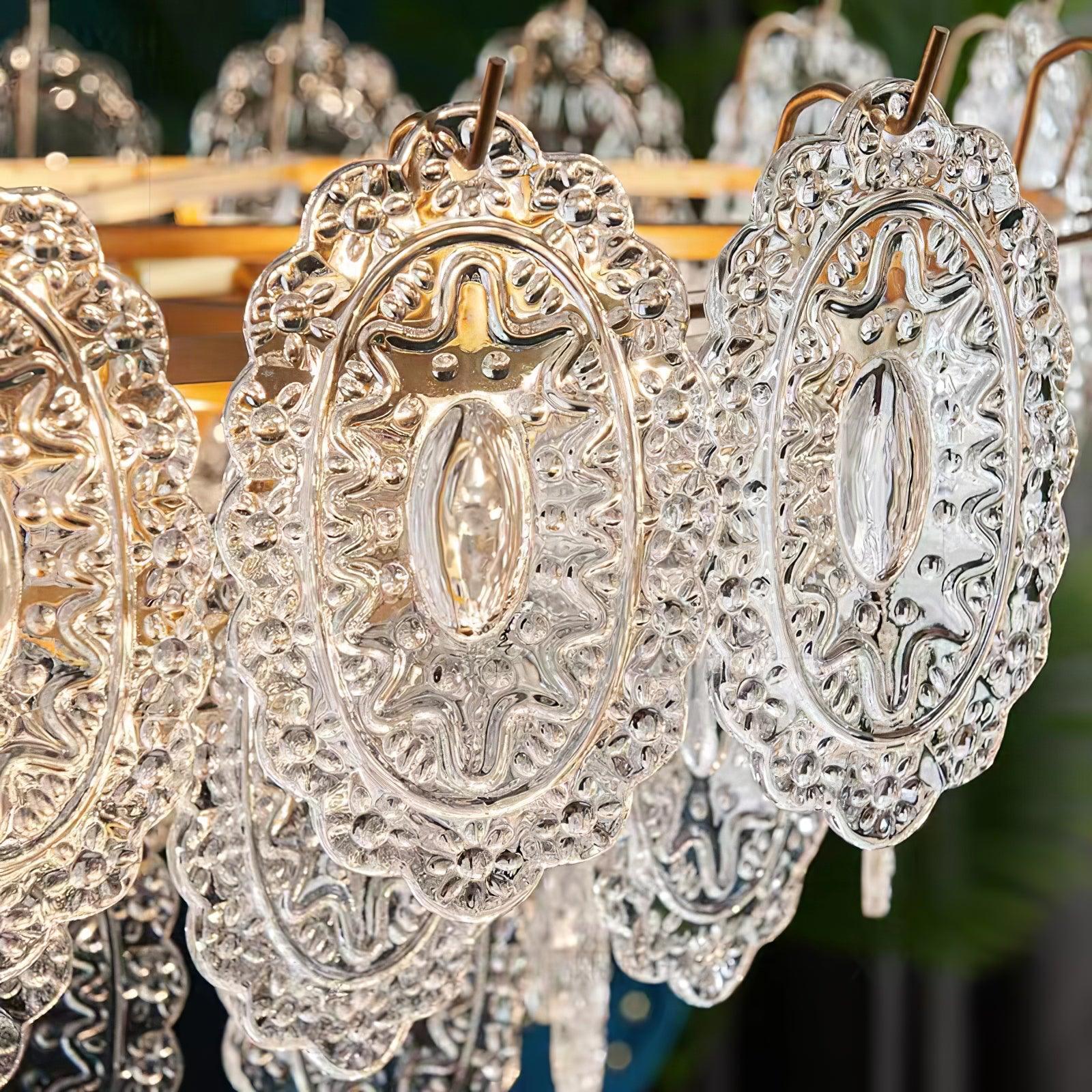 Dallion Chandelier Wave Glass Wrought Iron Elegant-Neutral Decor