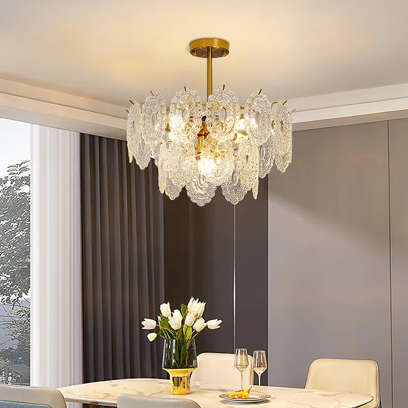 Dallion Chandelier Wave Glass Wrought Iron Elegant-Neutral Decor
