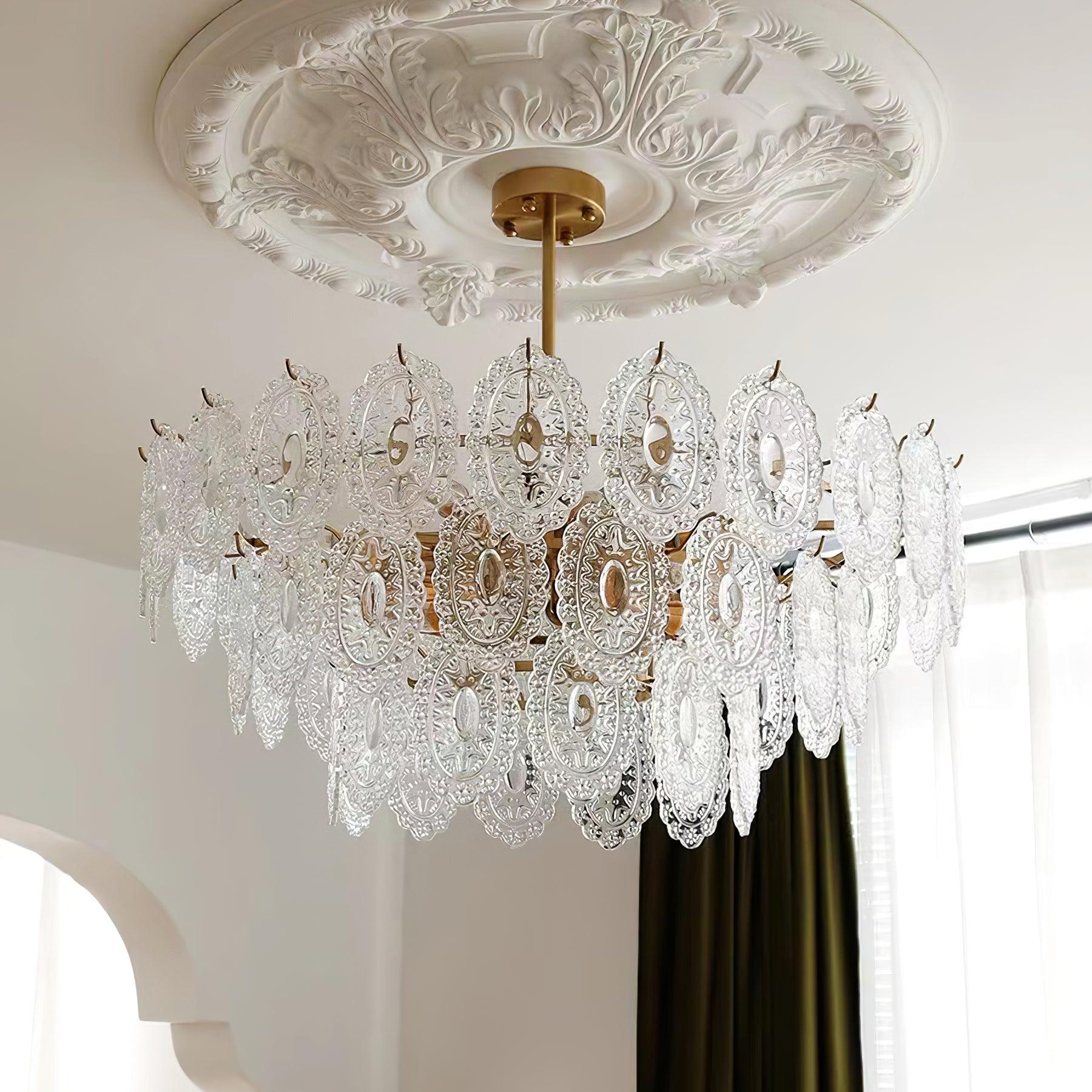 Dallion Chandelier Wave Glass Wrought Iron Elegant-Neutral Decor