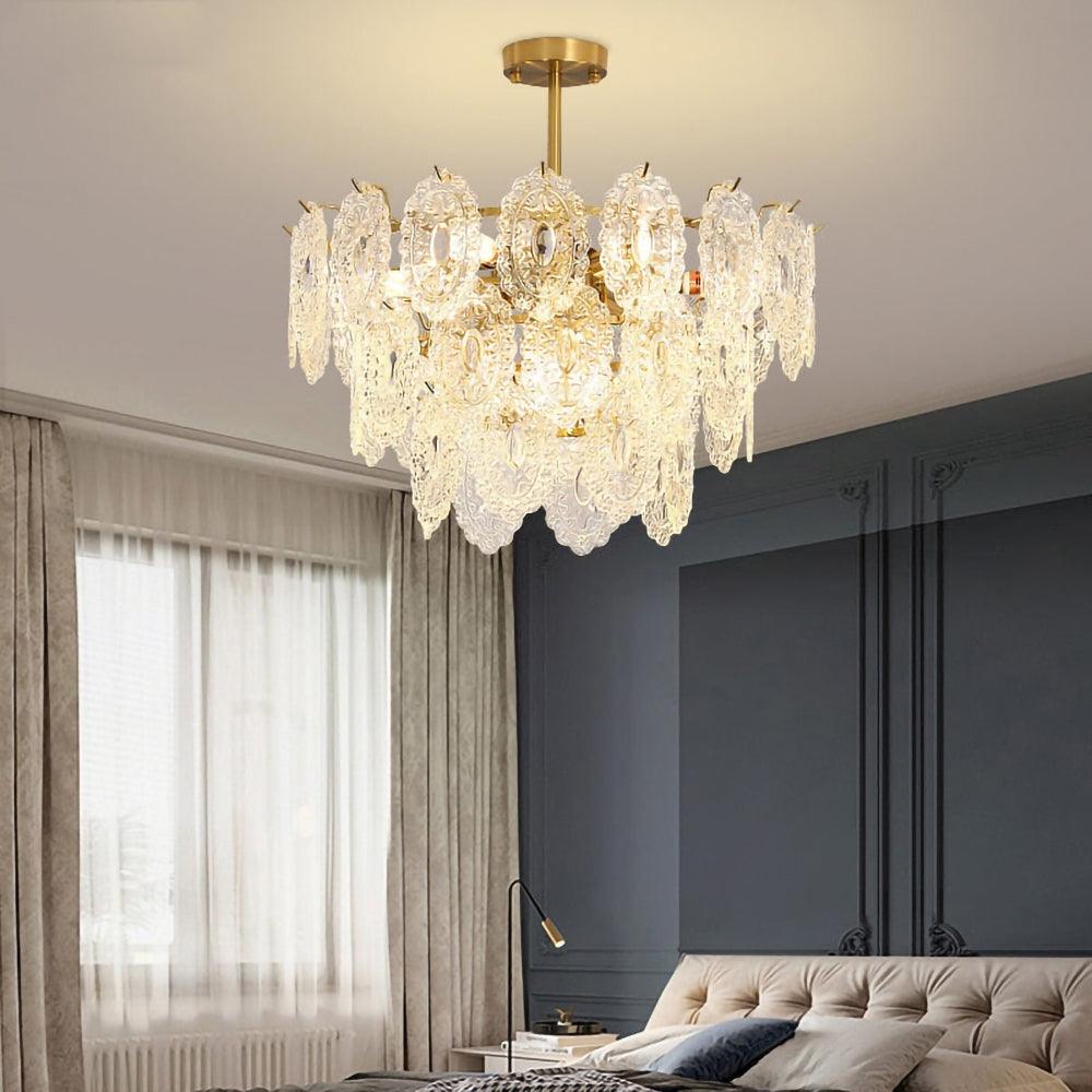 Dallion Chandelier Wave Glass Wrought Iron Elegant-Neutral Decor