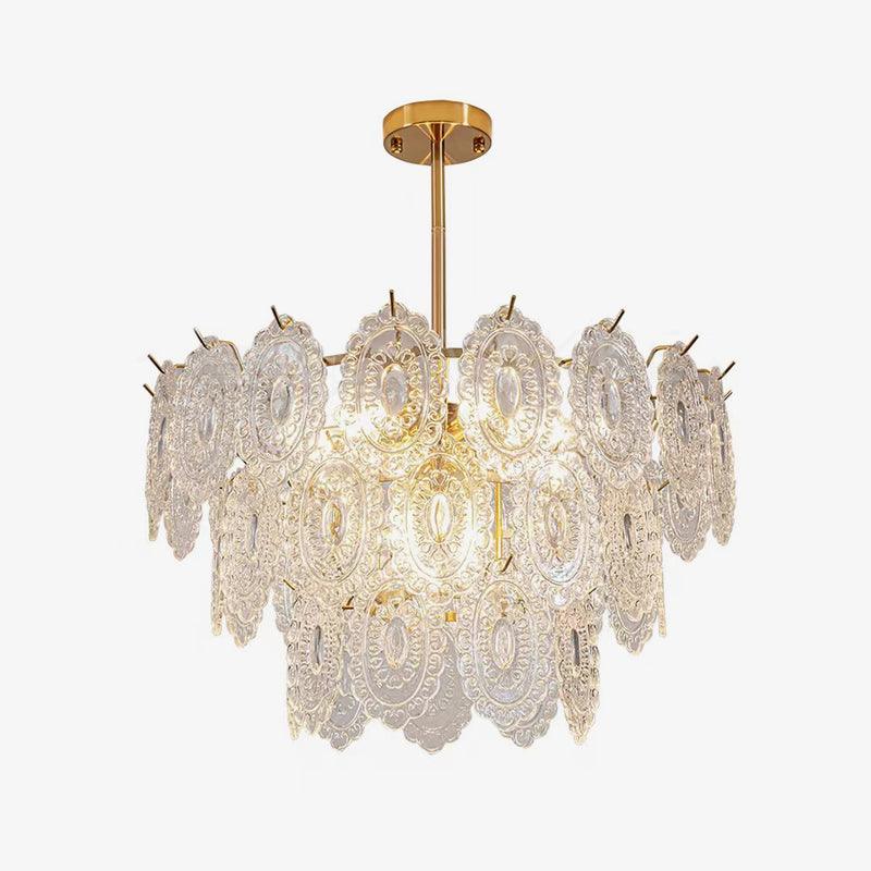 Dallion Chandelier Wave Glass Wrought Iron Elegant-Neutral Decor