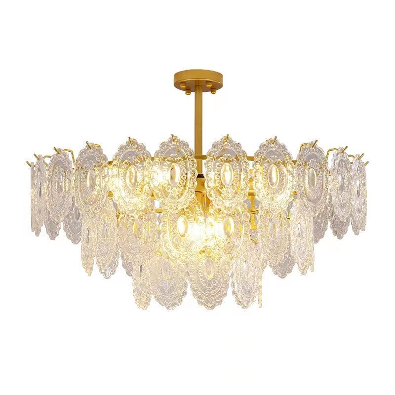 Dallion Chandelier Wave Glass Wrought Iron Elegant-Neutral Decor