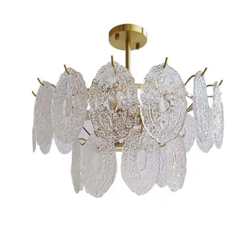 Dallion Chandelier Wave Glass Wrought Iron Elegant-Neutral Decor