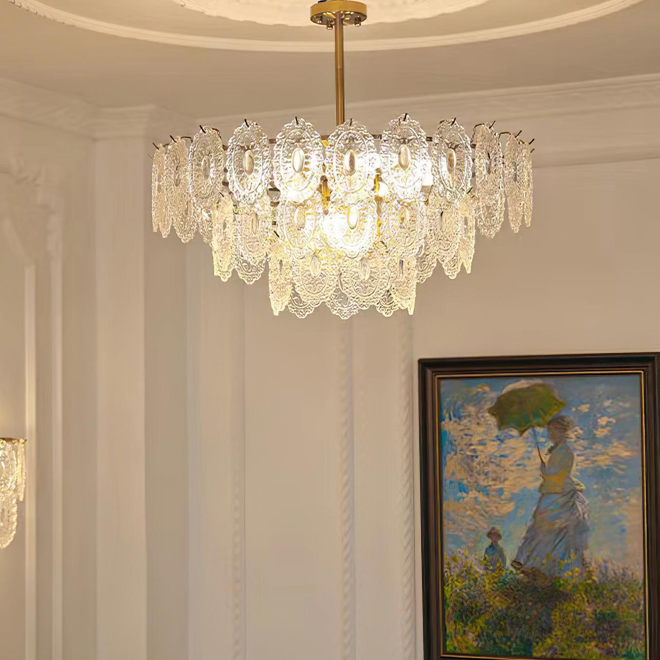 Dallion Chandelier Wave Glass Wrought Iron Elegant-Neutral Decor