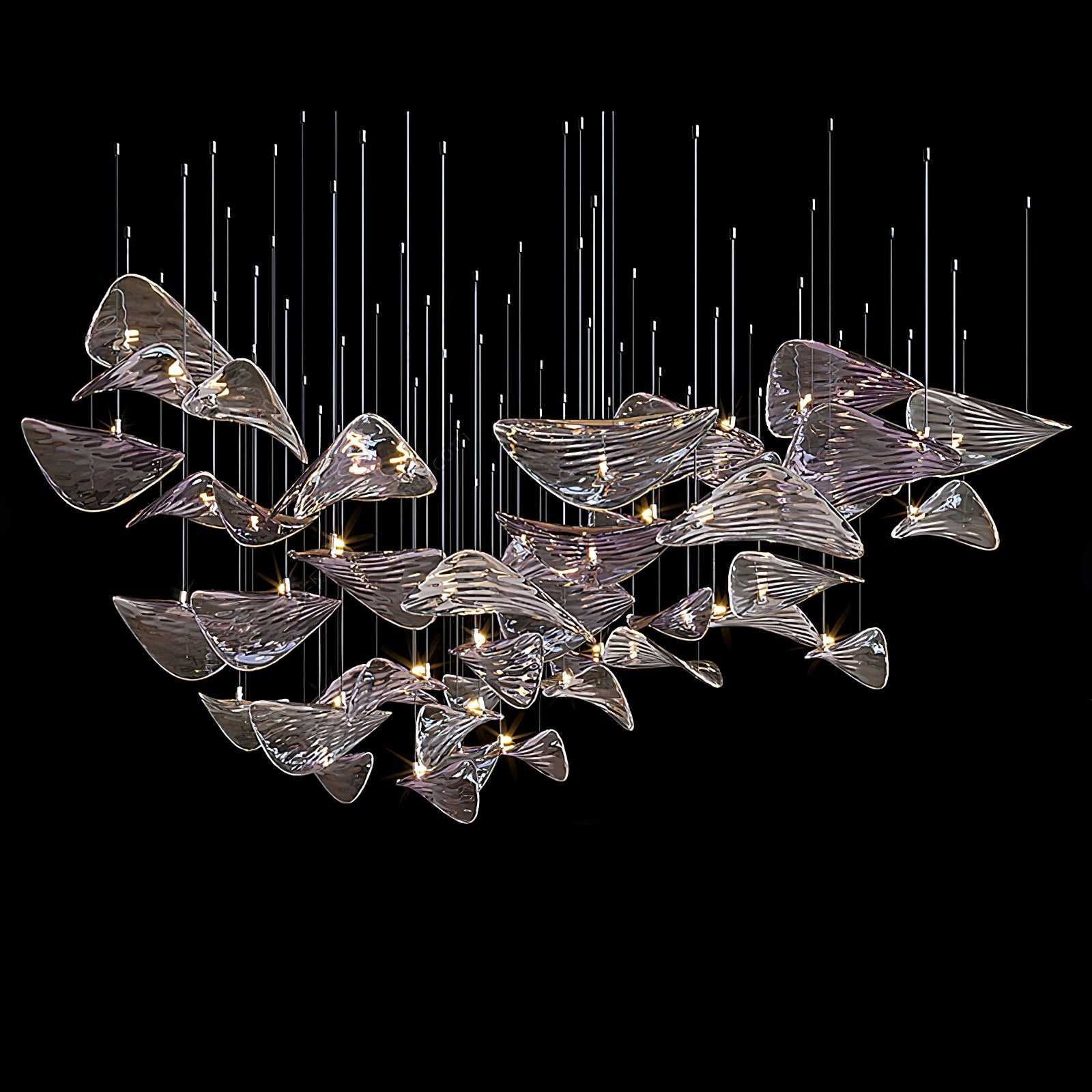 Wave Floating Leaf Chandelier-Neutral Decor