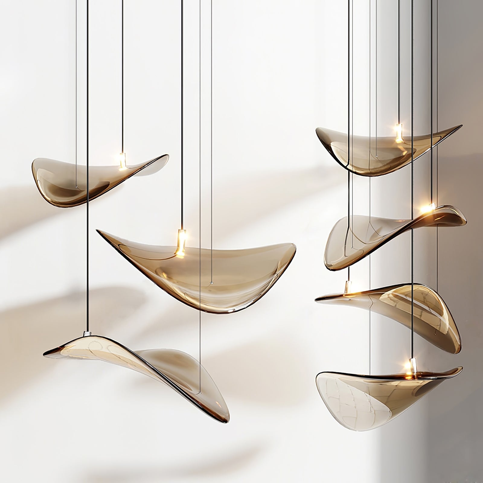 Wave Floating Leaf Chandelier-Neutral Decor
