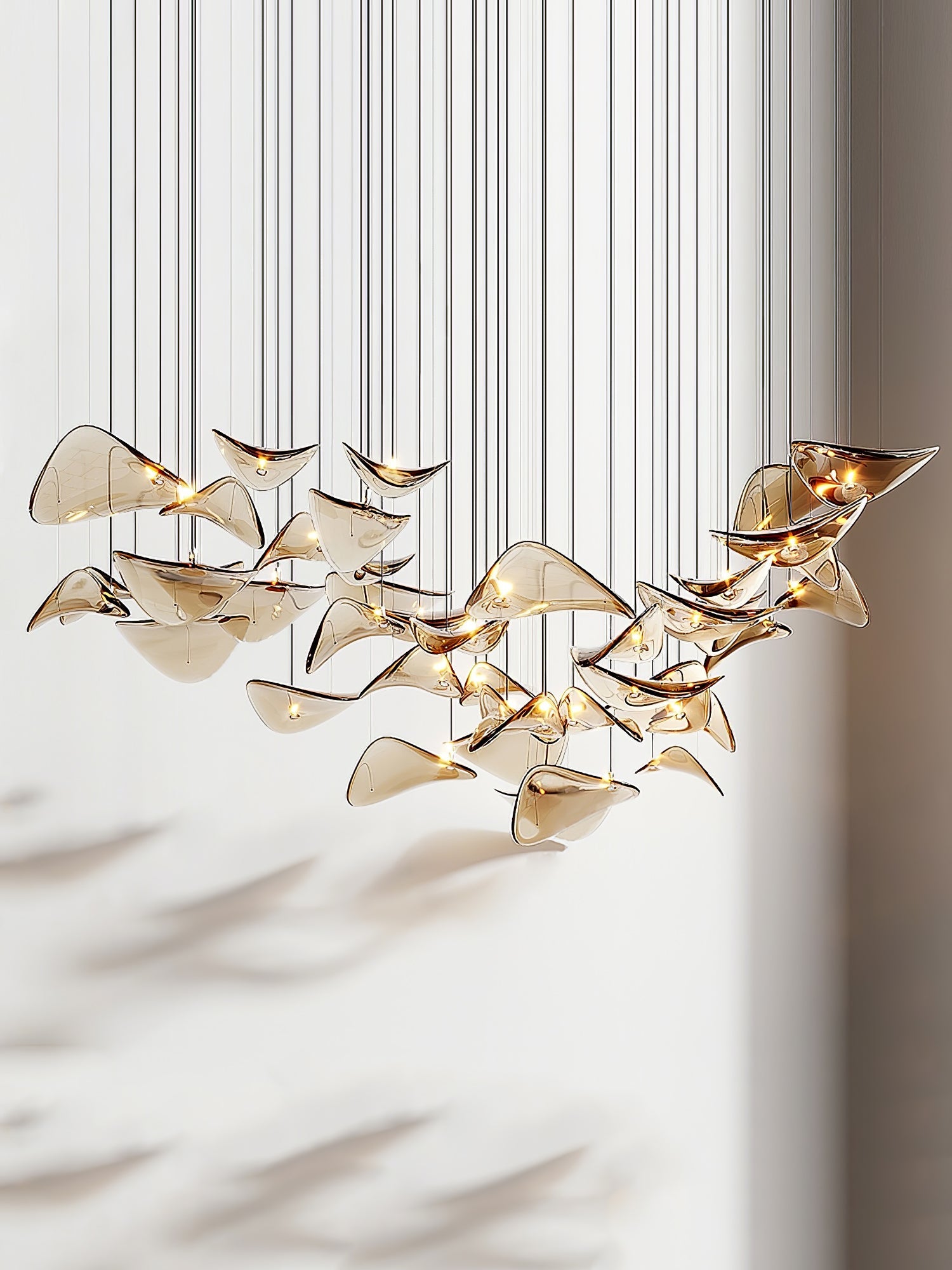Wave Floating Leaf Chandelier-Neutral Decor