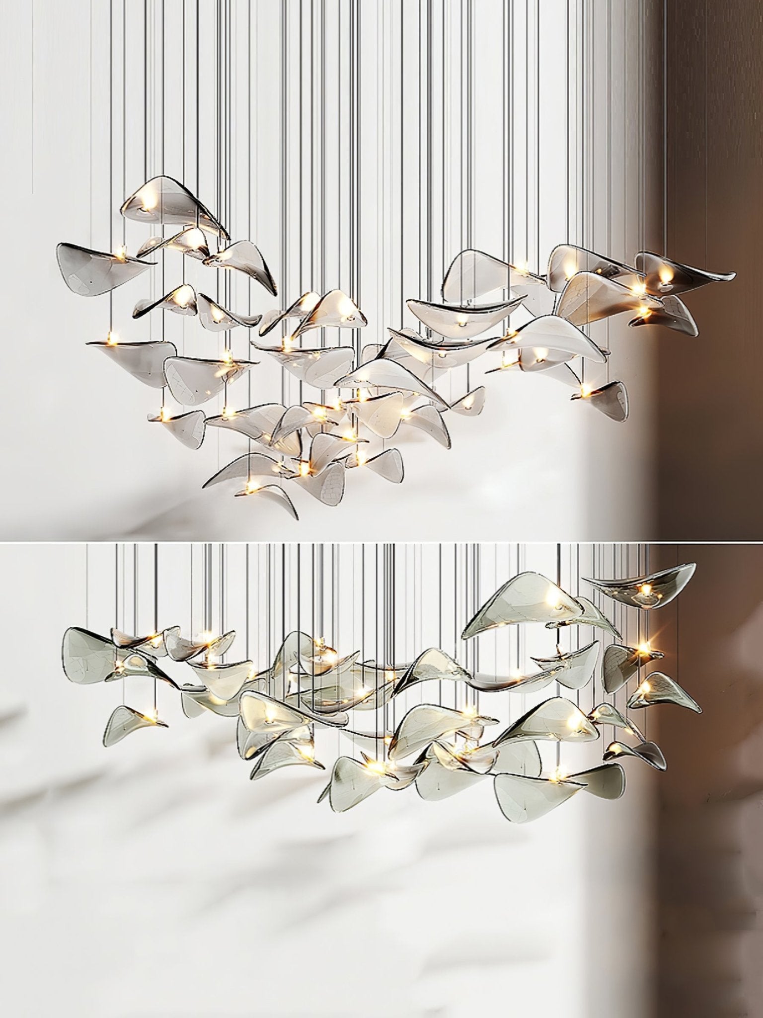 Wave Floating Leaf Chandelier-Neutral Decor
