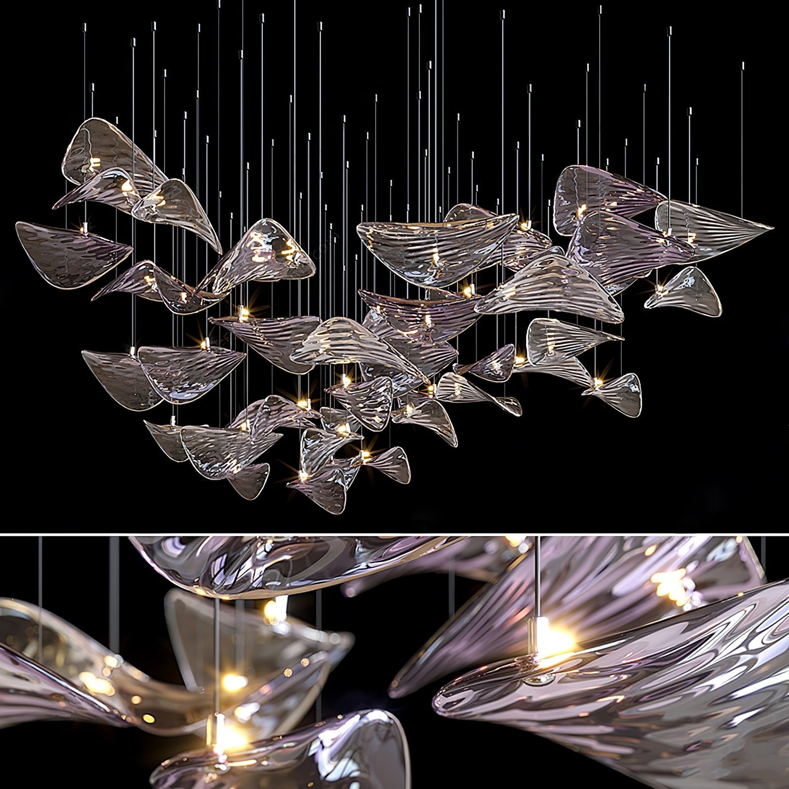 Wave Floating Leaf Chandelier-Neutral Decor
