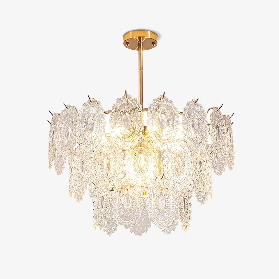 Dallion Chandelier Wave Glass Wrought Iron Elegant-Neutral Decor