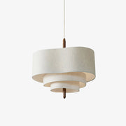 Salemu Elegance Wave Ladder Wood Fabric Pendant Lamp-Neutral Decor